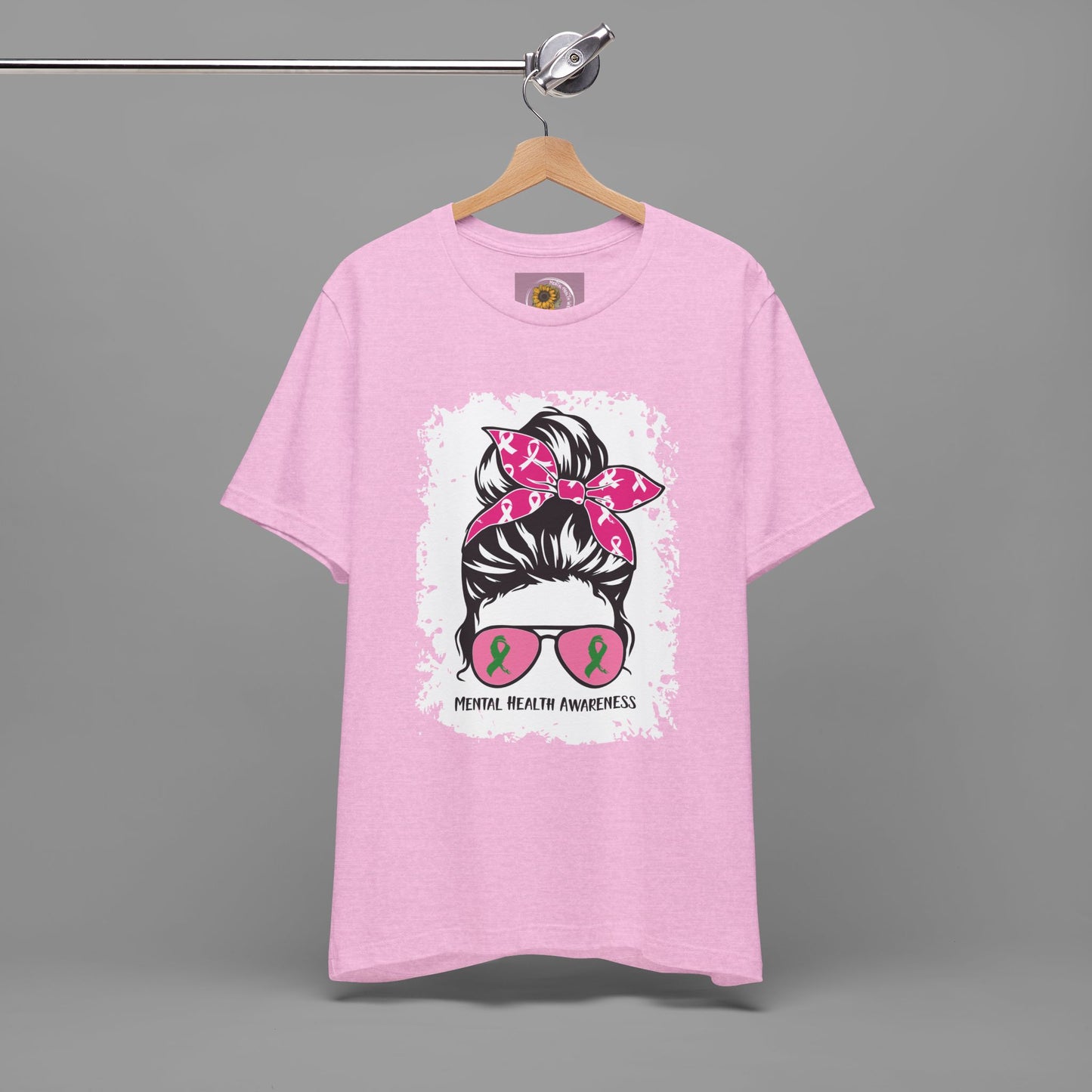 Mental Health Awareness - Messy Bun Mom -Unisex Short Sleeve Tee - Mental Health Wear TN