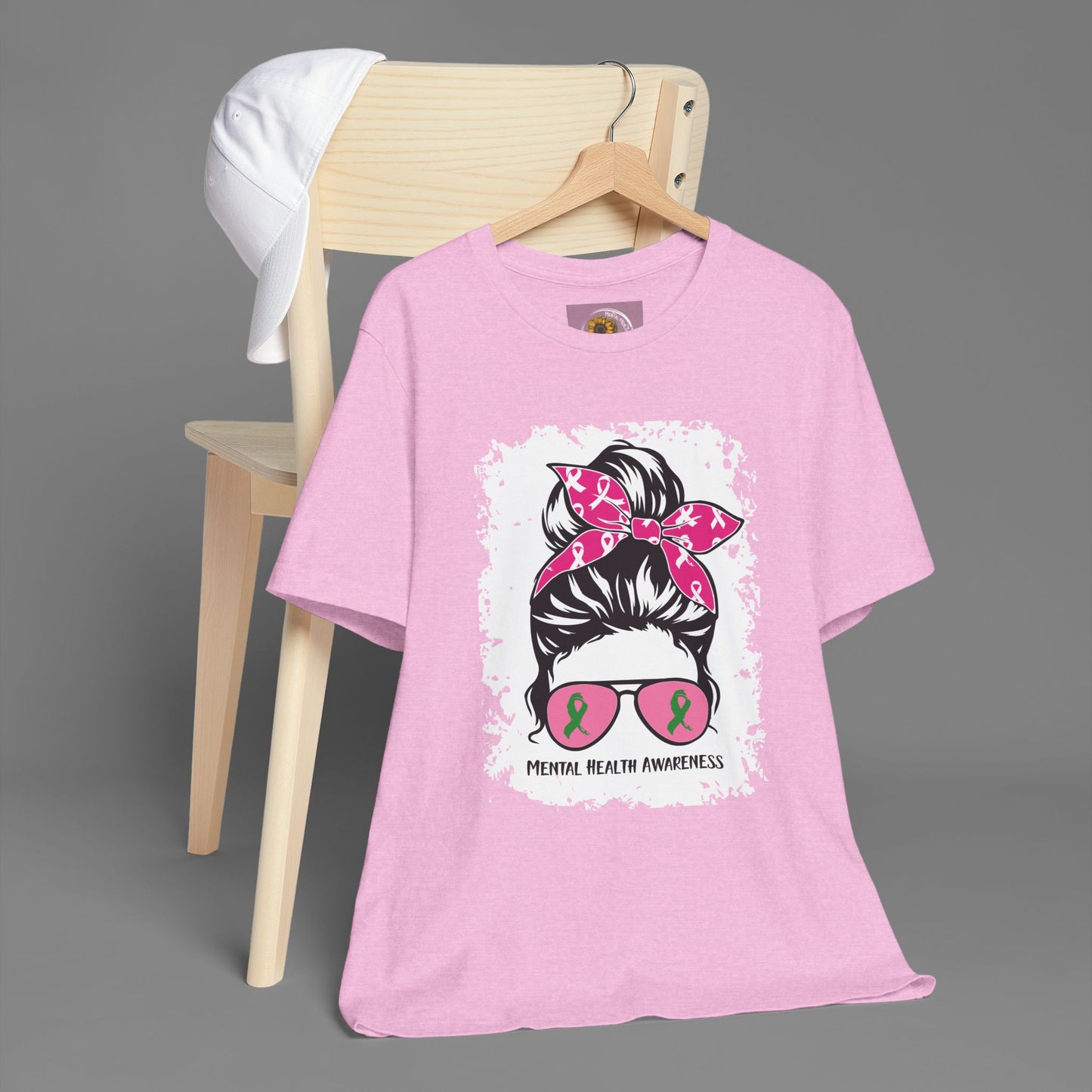 Mental Health Awareness - Messy Bun Mom -Unisex Short Sleeve Tee - Mental Health Wear TN