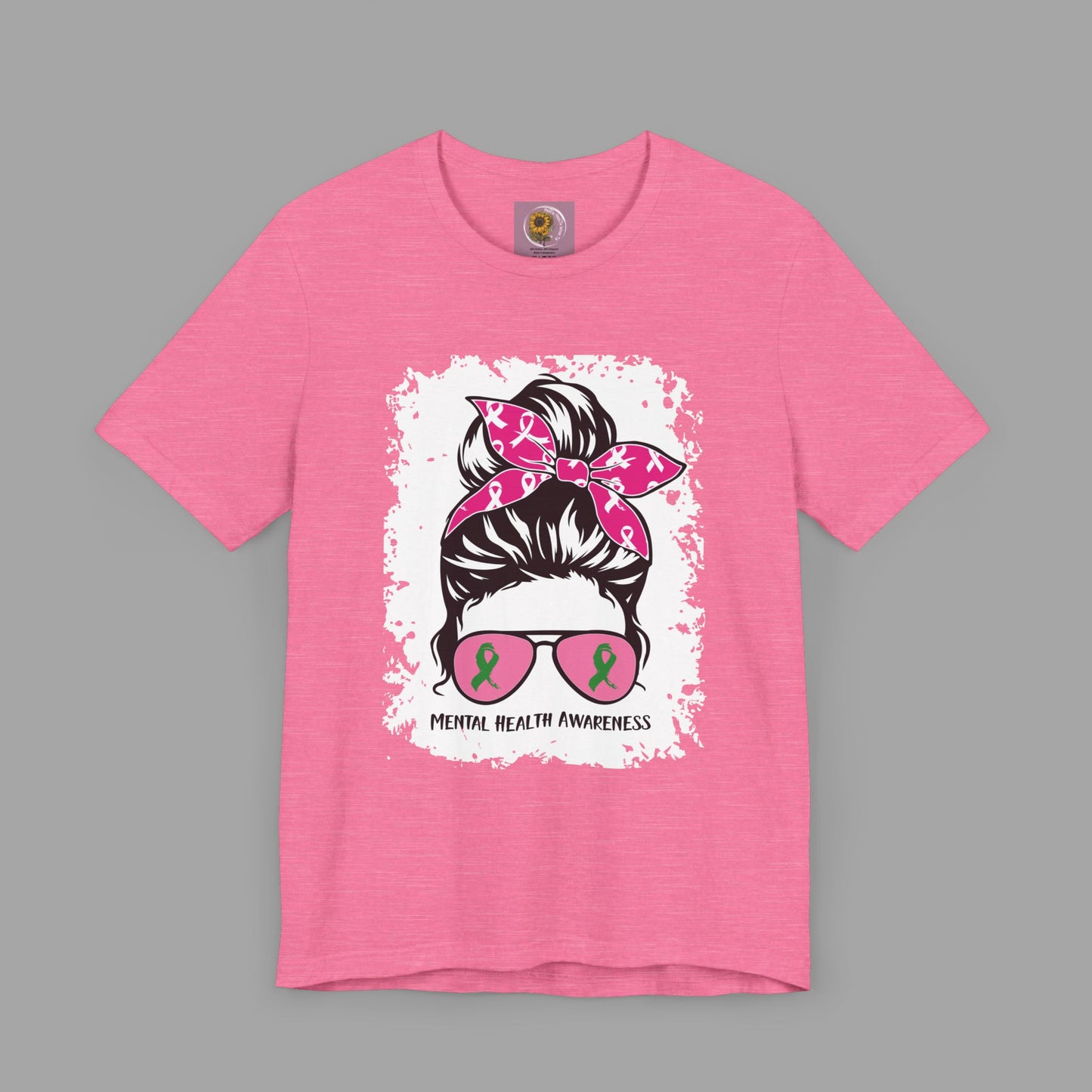 Mental Health Awareness - Messy Bun Mom -Unisex Short Sleeve Tee - Mental Health Wear TN