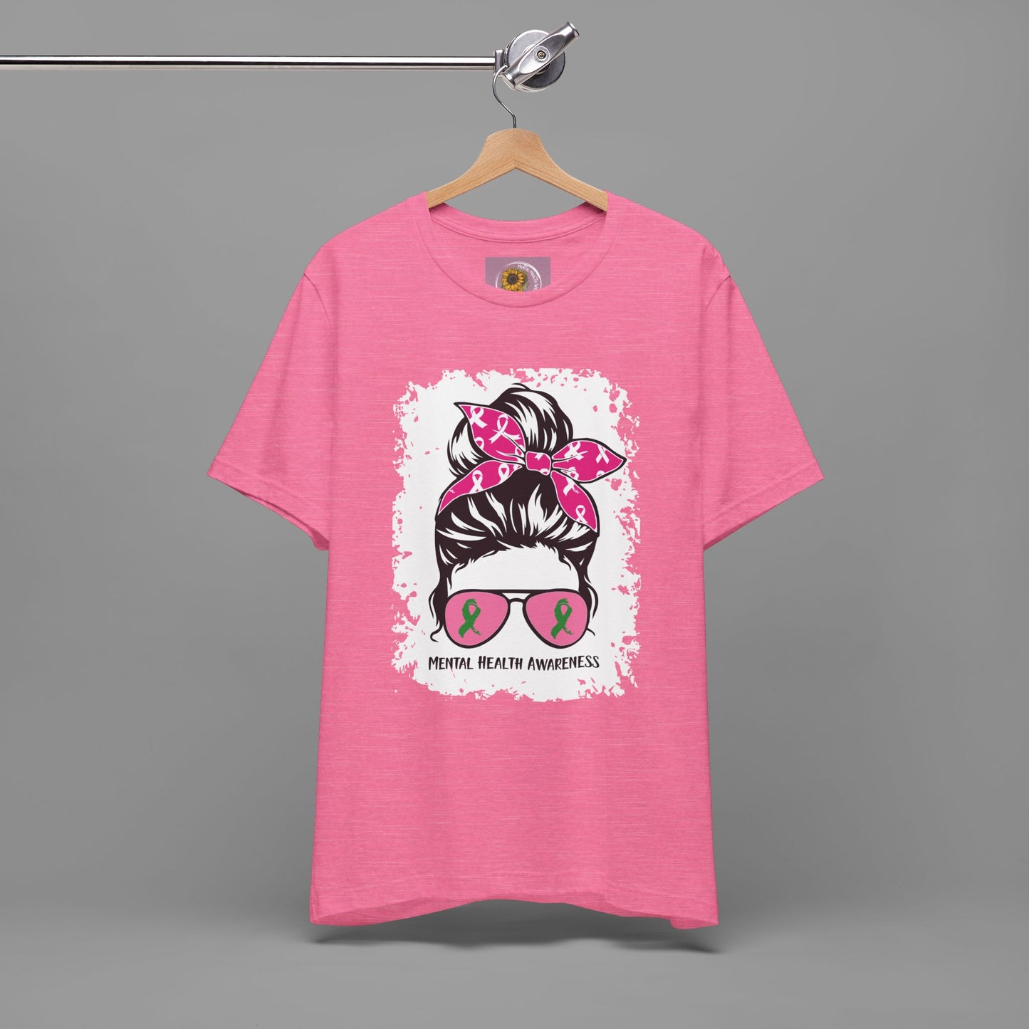 Mental Health Awareness - Messy Bun Mom -Unisex Short Sleeve Tee - Mental Health Wear TN