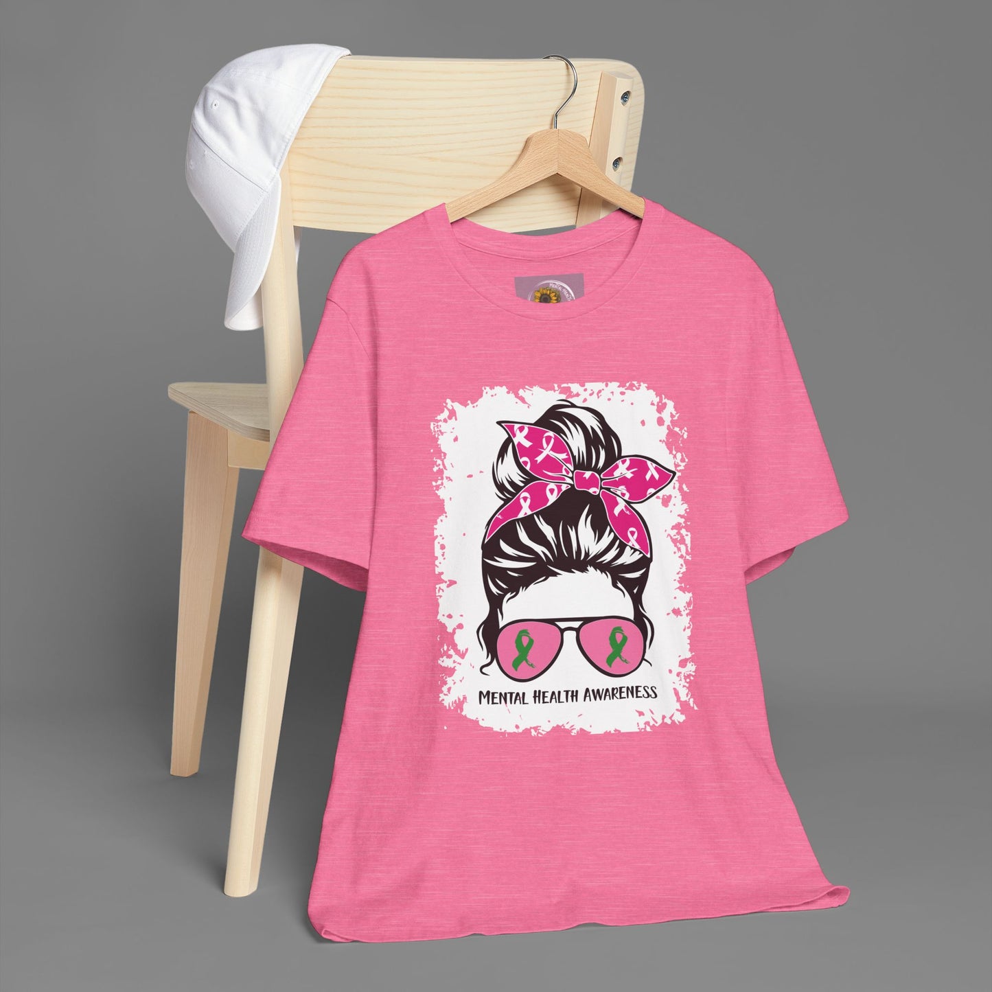 Mental Health Awareness - Messy Bun Mom -Unisex Short Sleeve Tee - Mental Health Wear TN