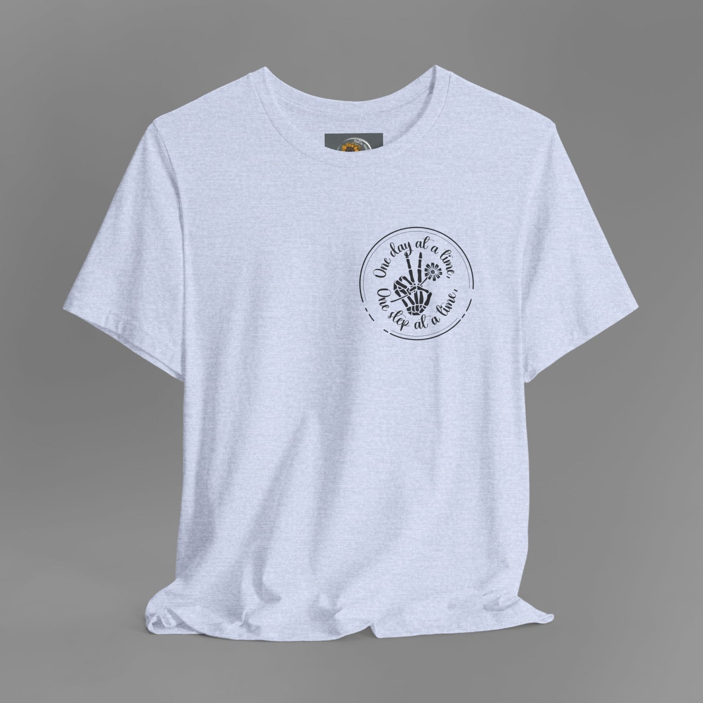 Skelton Peace Out-One Step At A Time, One Day At A Time,- Addiction Recovery-Unisex Short Sleeve T-Shirt - Mental Health Wear TN