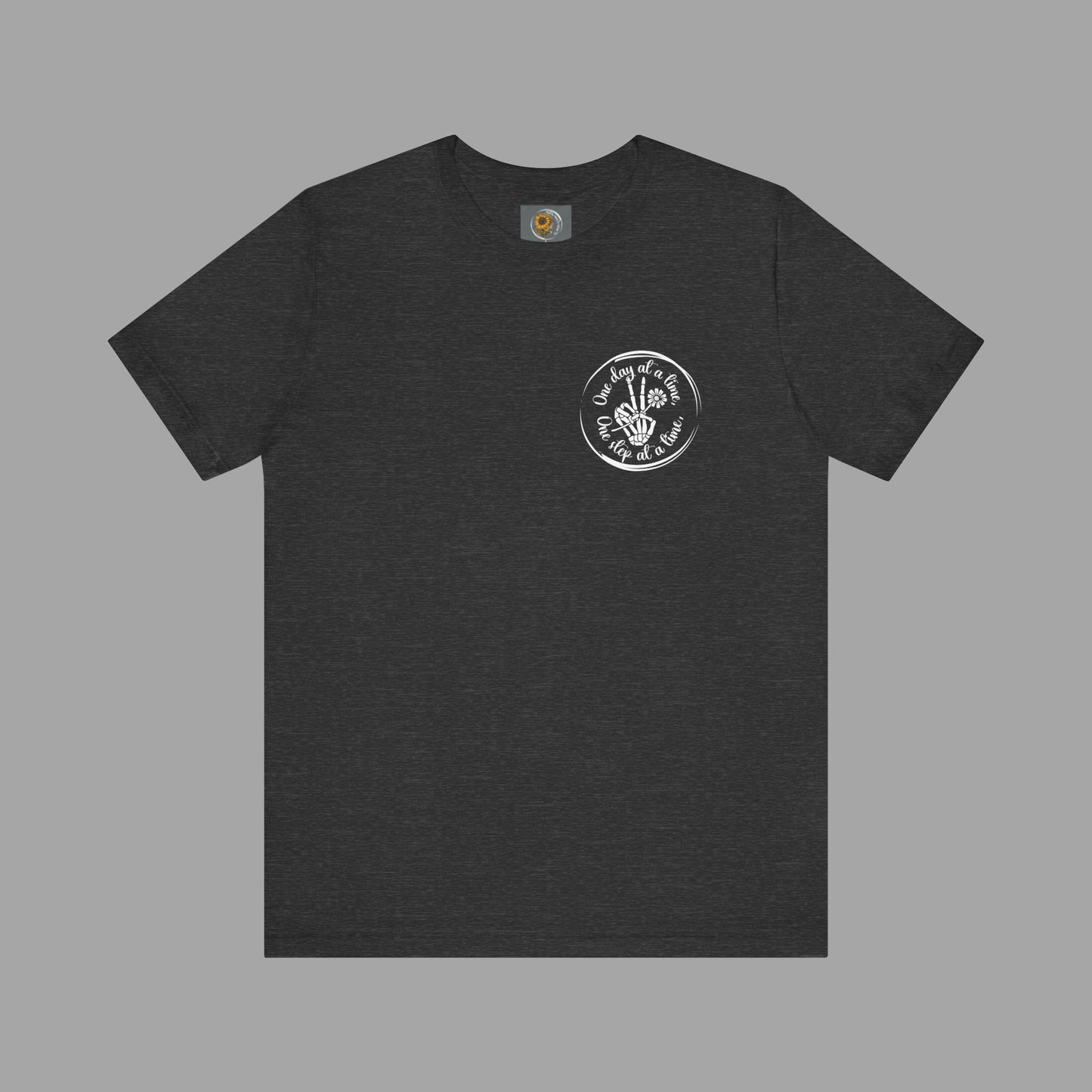 Skelton Peace Out-One Step At A Time, One Day At A Time,- Addiction Recovery-Unisex Short Sleeve T-Shirt - Mental Health Wear TN