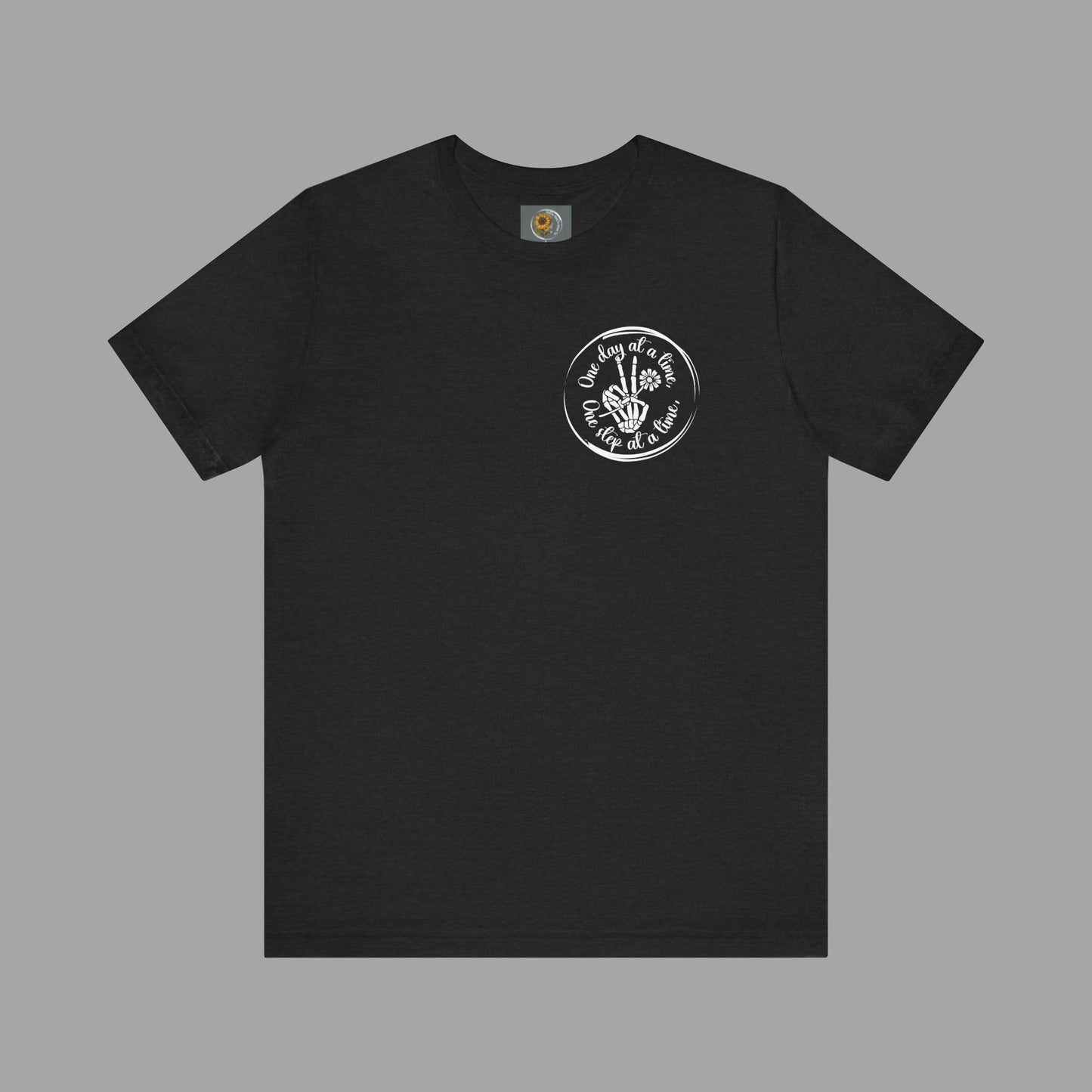 Skelton Peace Out-One Step At A Time, One Day At A Time,- Addiction Recovery-Unisex Short Sleeve T-Shirt - Mental Health Wear TN