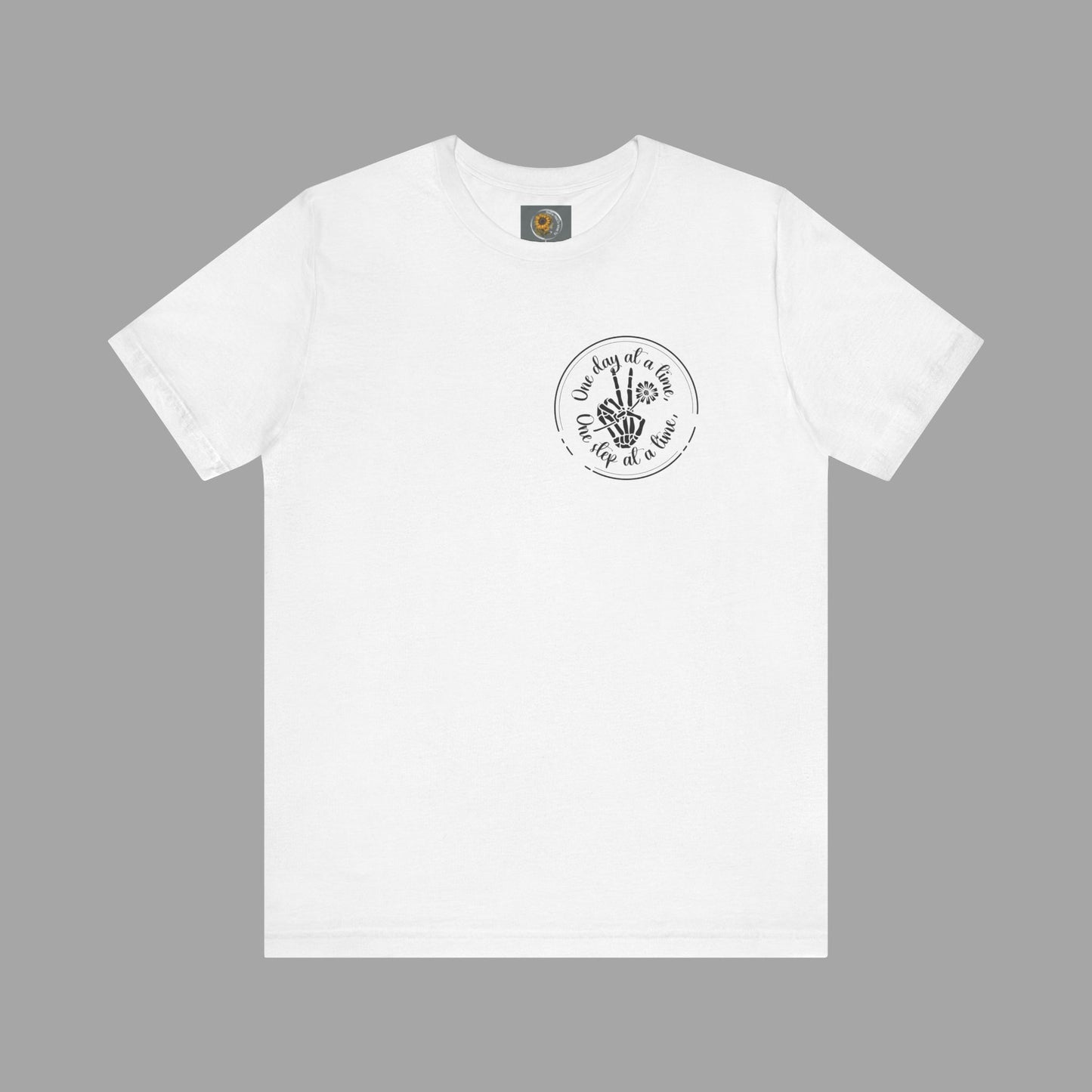 Skelton Peace Out-One Step At A Time, One Day At A Time,- Addiction Recovery-Unisex Short Sleeve T-Shirt - Mental Health Wear TN