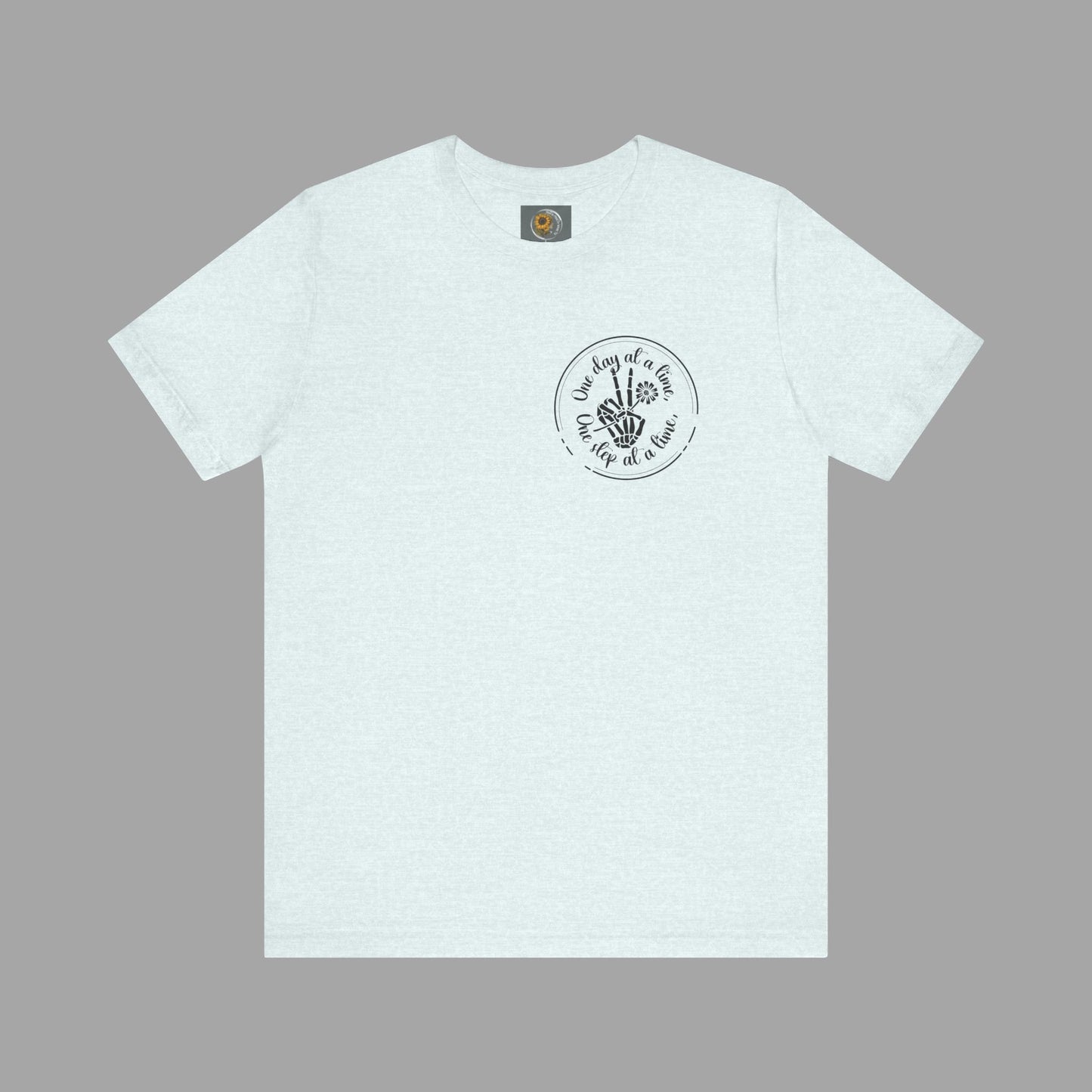 Skelton Peace Out-One Step At A Time, One Day At A Time,- Addiction Recovery-Unisex Short Sleeve T-Shirt - Mental Health Wear TN
