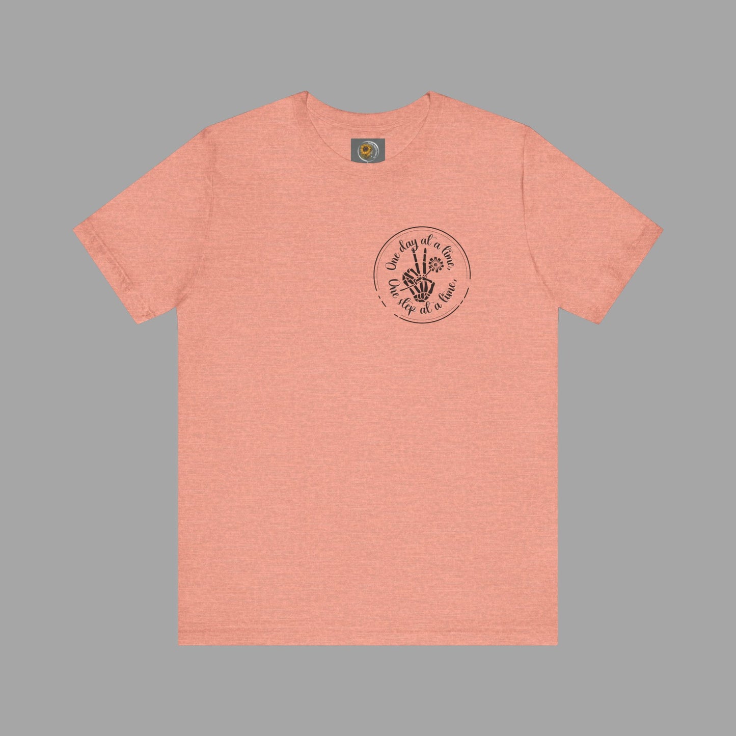 Skelton Peace Out-One Step At A Time, One Day At A Time,- Addiction Recovery-Unisex Short Sleeve T-Shirt - Mental Health Wear TN