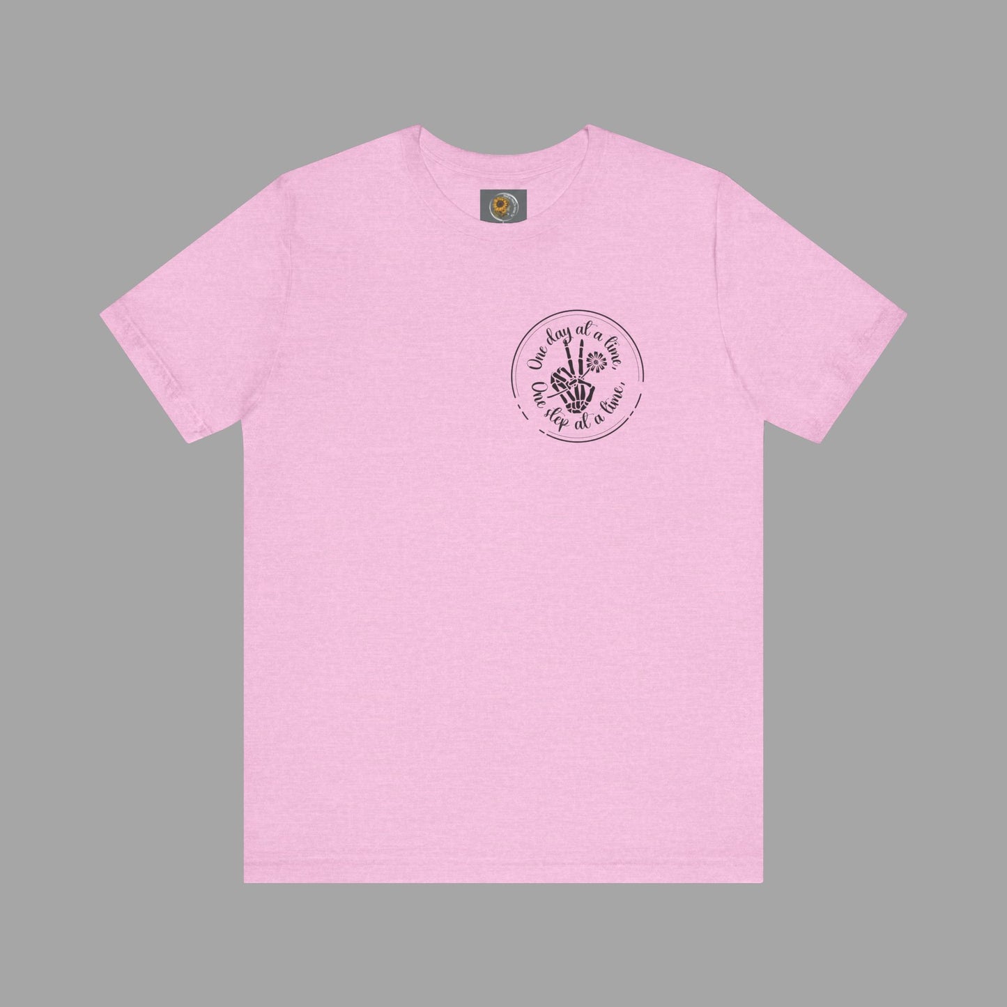 Skelton Peace Out-One Step At A Time, One Day At A Time,- Addiction Recovery-Unisex Short Sleeve T-Shirt - Mental Health Wear TN