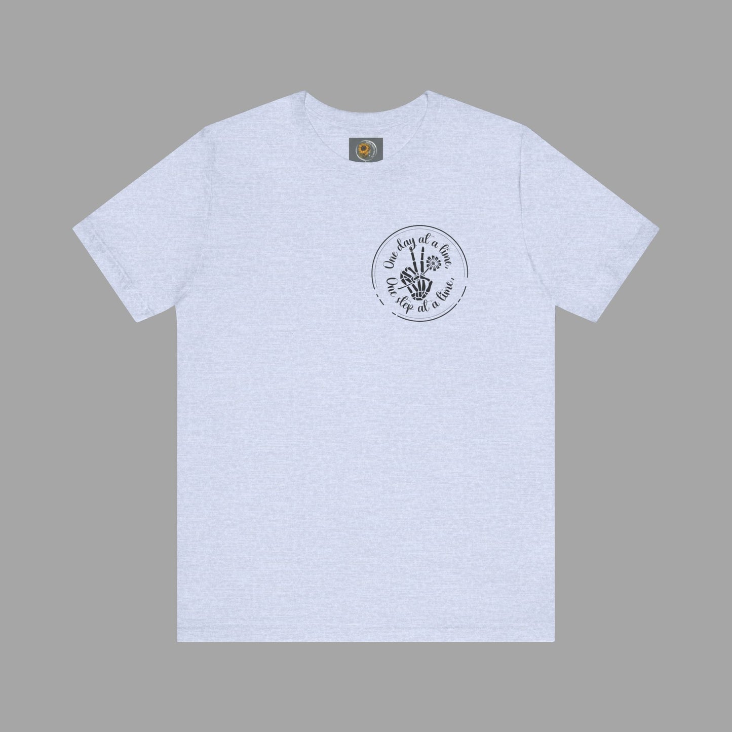 Skelton Peace Out-One Step At A Time, One Day At A Time,- Addiction Recovery-Unisex Short Sleeve T-Shirt - Mental Health Wear TN