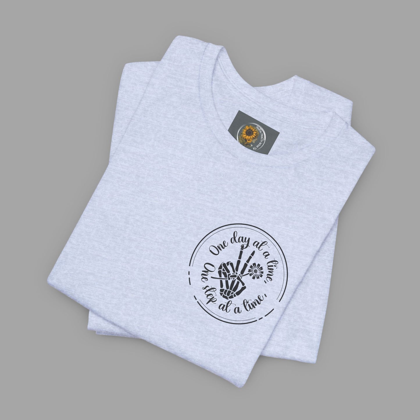 Skelton Peace Out-One Step At A Time, One Day At A Time,- Addiction Recovery-Unisex Short Sleeve T-Shirt - Mental Health Wear TN