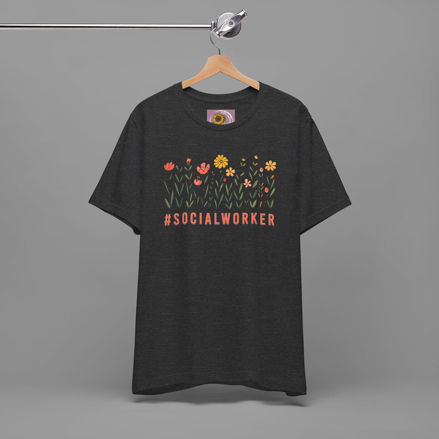 Wildflower Hashtag Social Worker- Mental Health Care Occupation- Unisex Short Sleeve Tee - Mental Health Wear TN