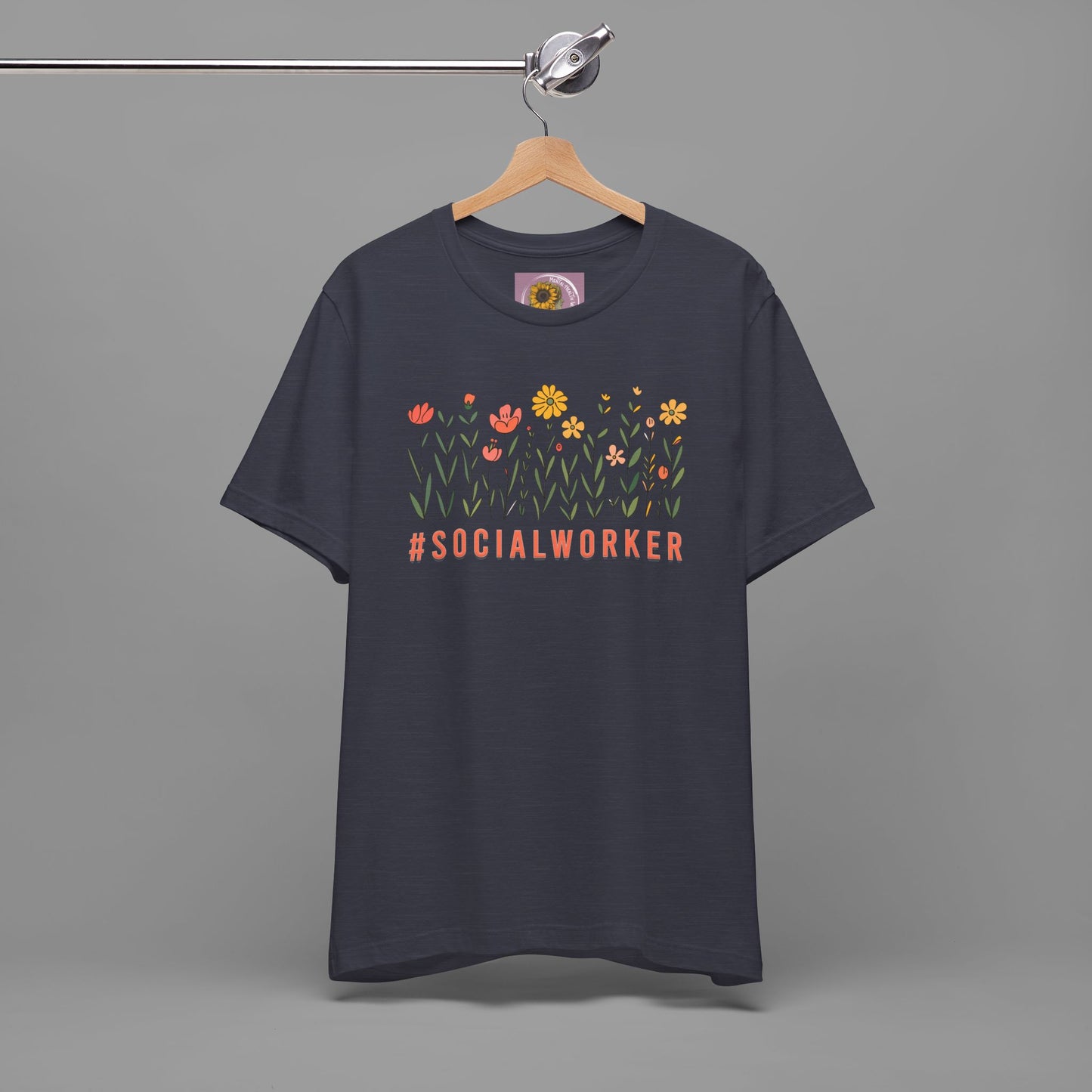 Wildflower Hashtag Social Worker- Mental Health Care Occupation- Unisex Short Sleeve Tee - Mental Health Wear TN
