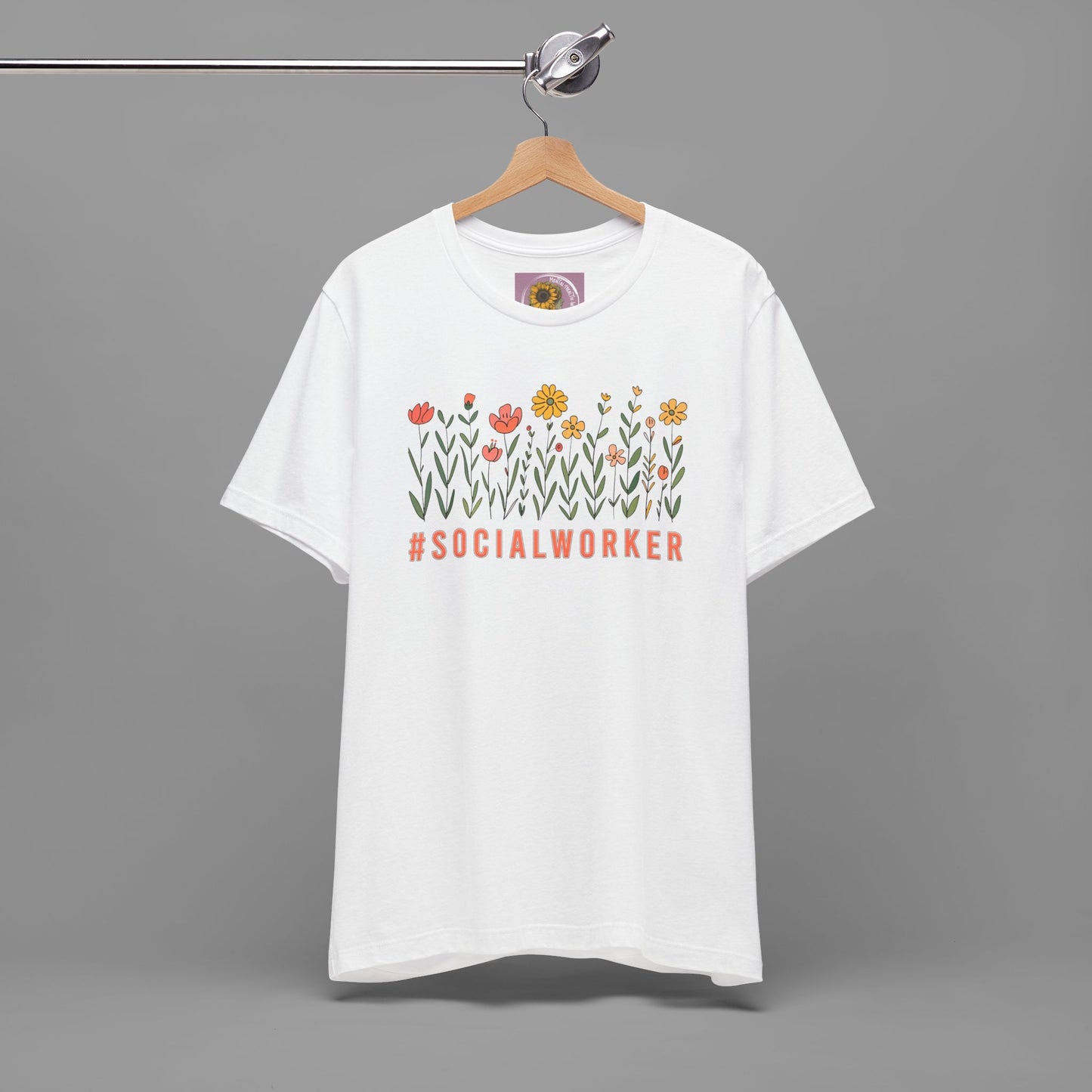 Wildflower Hashtag Social Worker- Mental Health Care Occupation- Unisex Short Sleeve Tee - Mental Health Wear TN
