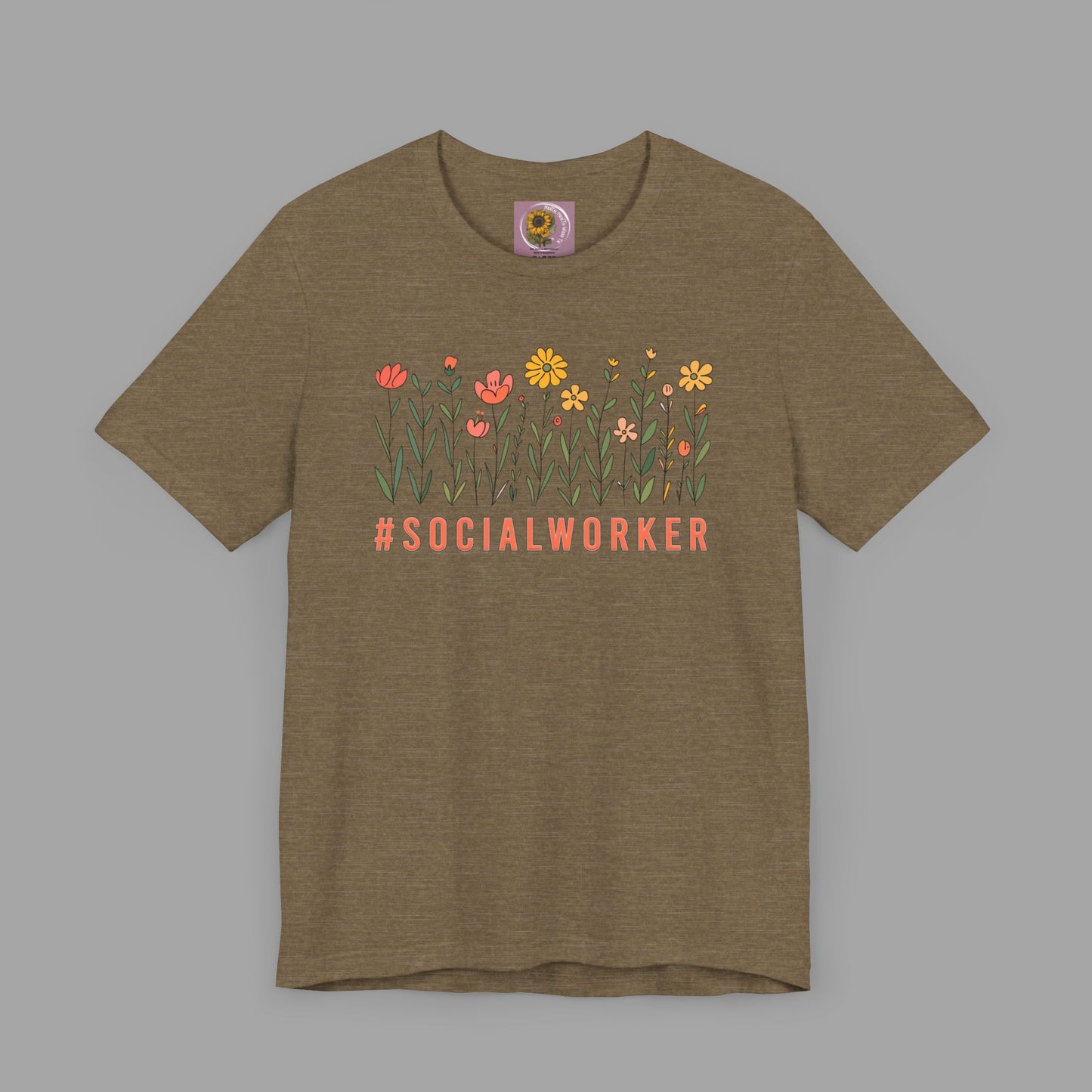 Wildflower Hashtag Social Worker- Mental Health Care Occupation- Unisex Short Sleeve Tee - Mental Health Wear TN