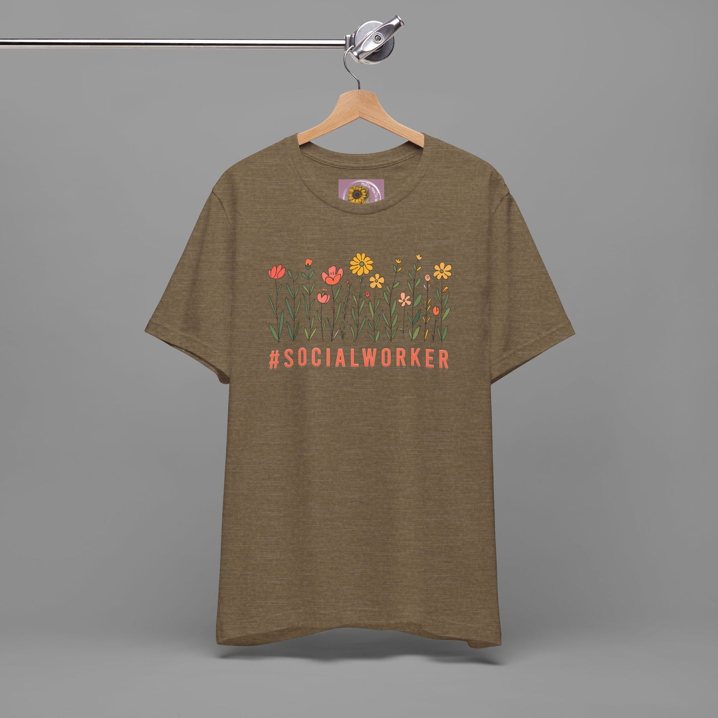 Wildflower Hashtag Social Worker- Mental Health Care Occupation- Unisex Short Sleeve Tee - Mental Health Wear TN