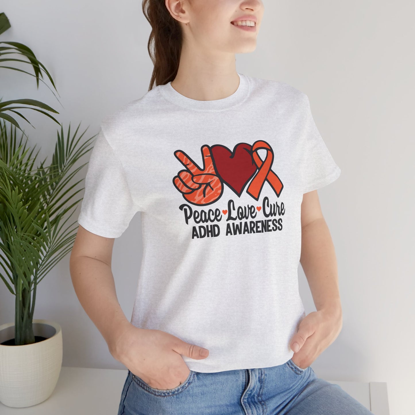 Peace Love Cure ADHD Awareness Tee Shirt - Mental Health Wear TN