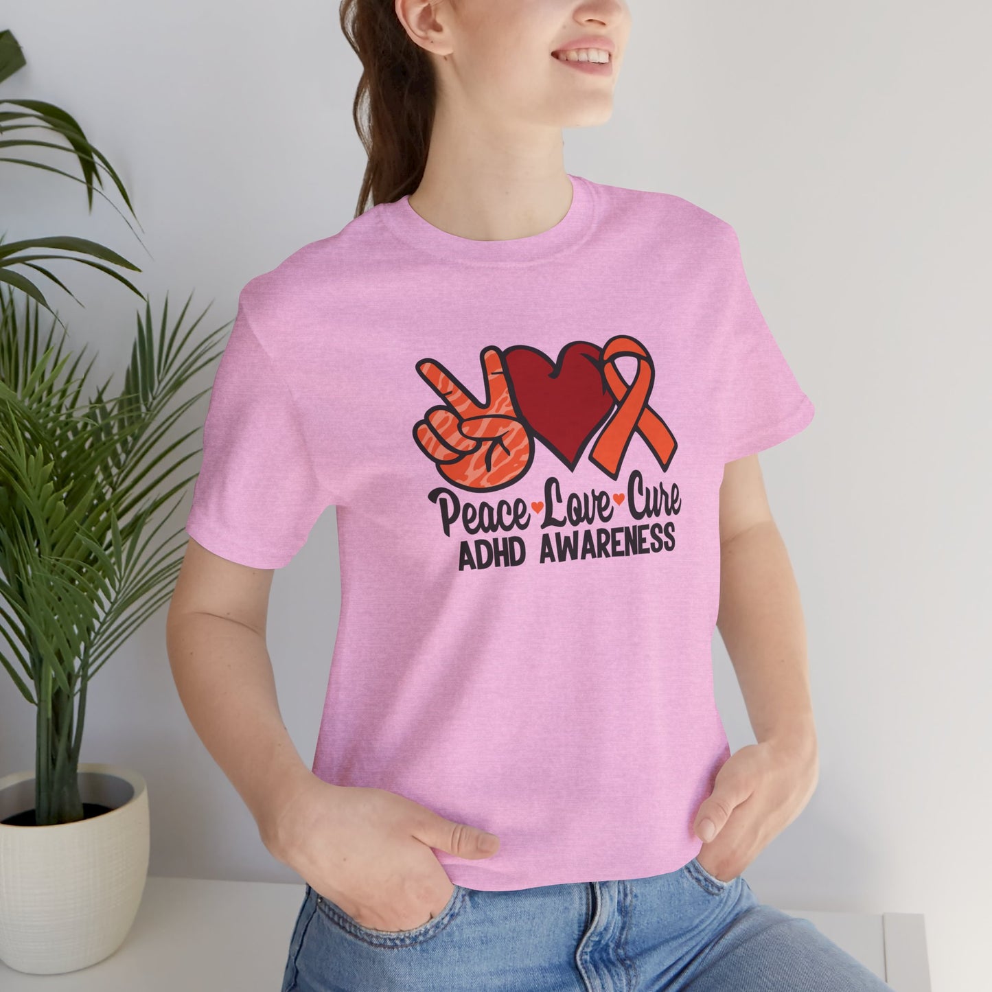 Peace Love Cure ADHD Awareness Tee Shirt - Mental Health Wear TN