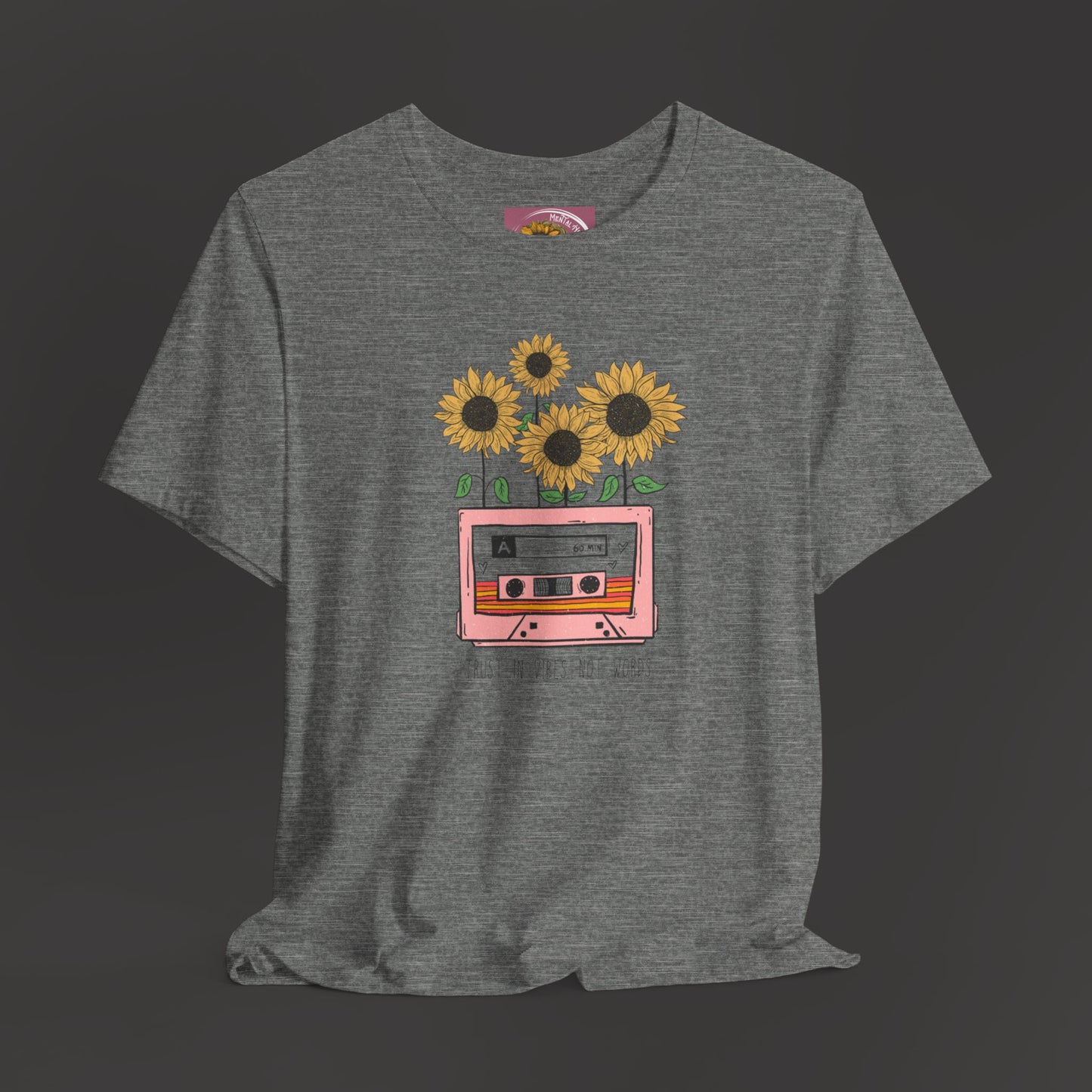 Retro Vintage Sunflower Cassette Player Tee Shirt - Mental Health Wear TN