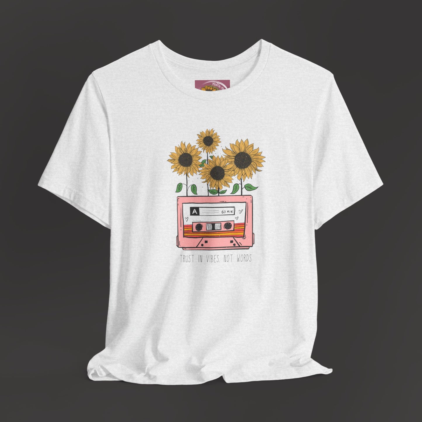 Retro Vintage Sunflower Cassette Player Tee Shirt - Mental Health Wear TN
