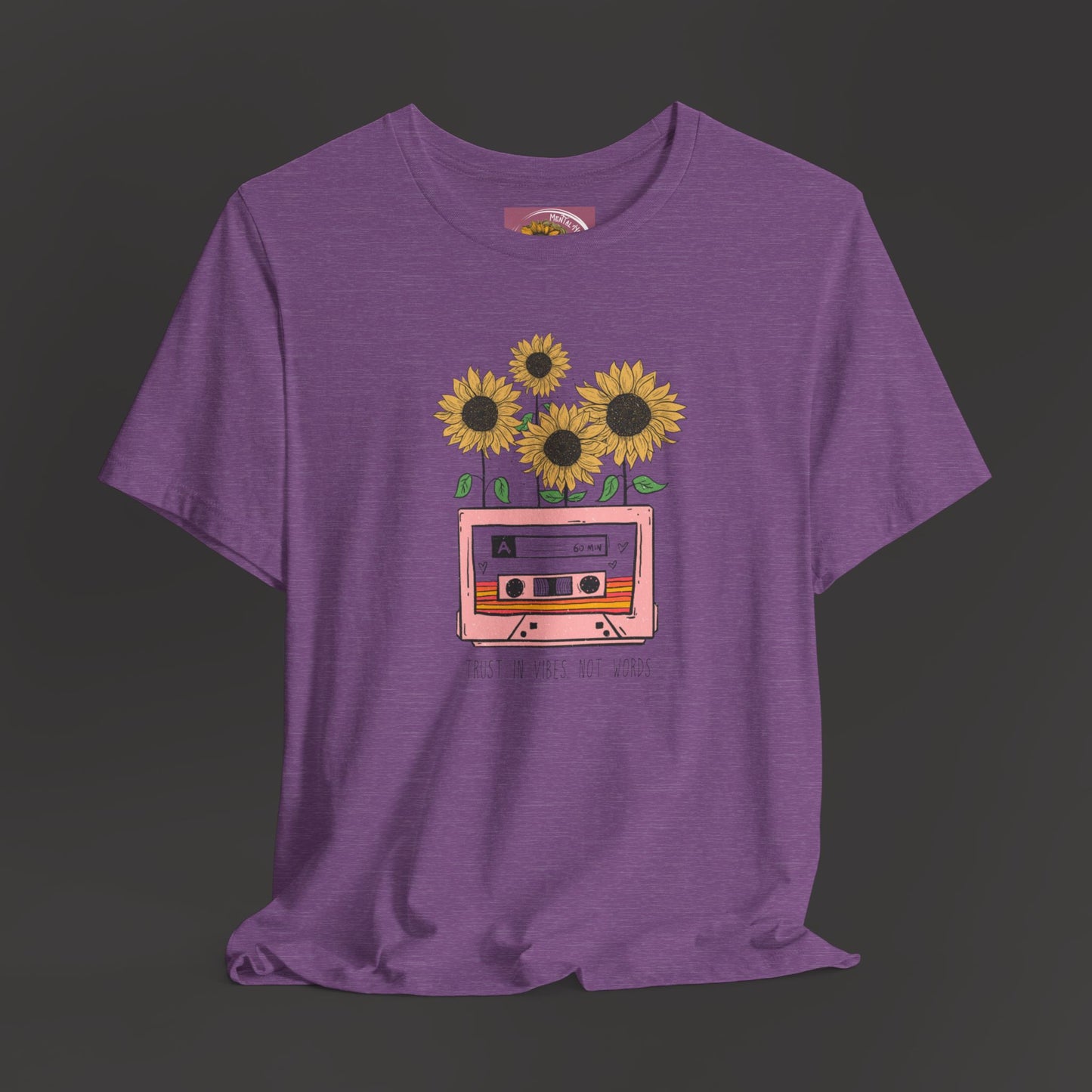 Retro Vintage Sunflower Cassette Player Tee Shirt - Mental Health Wear TN
