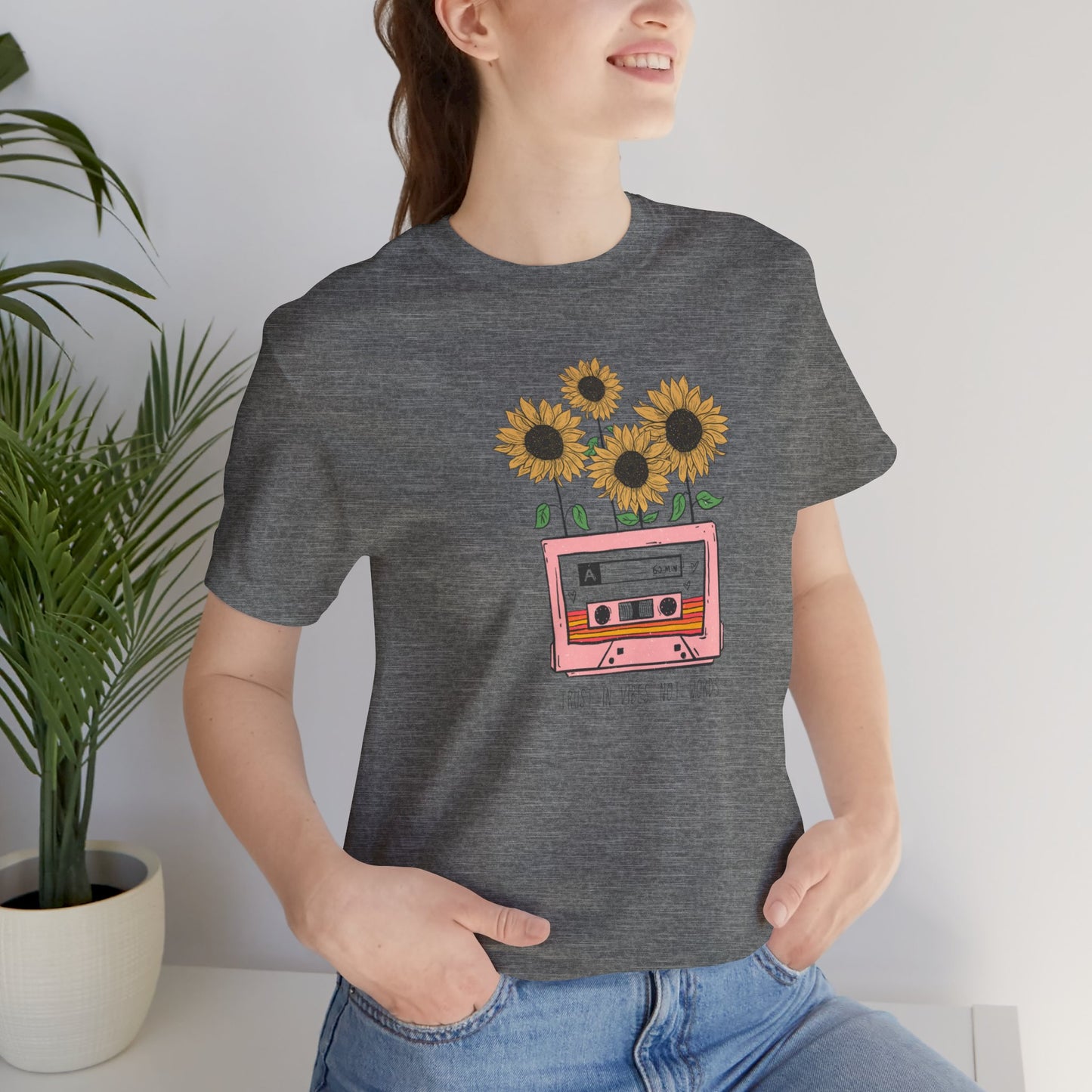 Retro Vintage Sunflower Cassette Player Tee Shirt - Mental Health Wear TN
