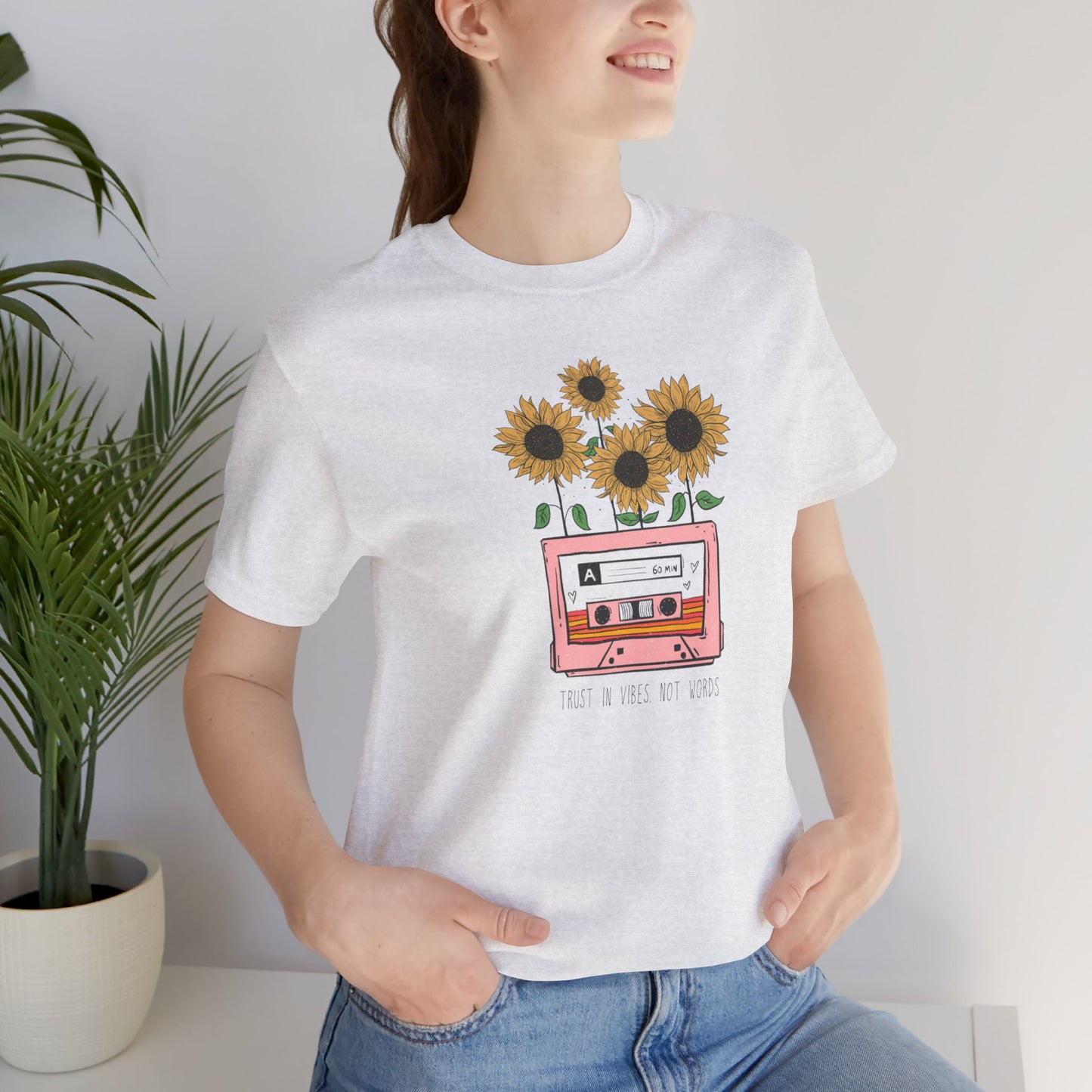 Retro Vintage Sunflower Cassette Player Tee Shirt - Mental Health Wear TN