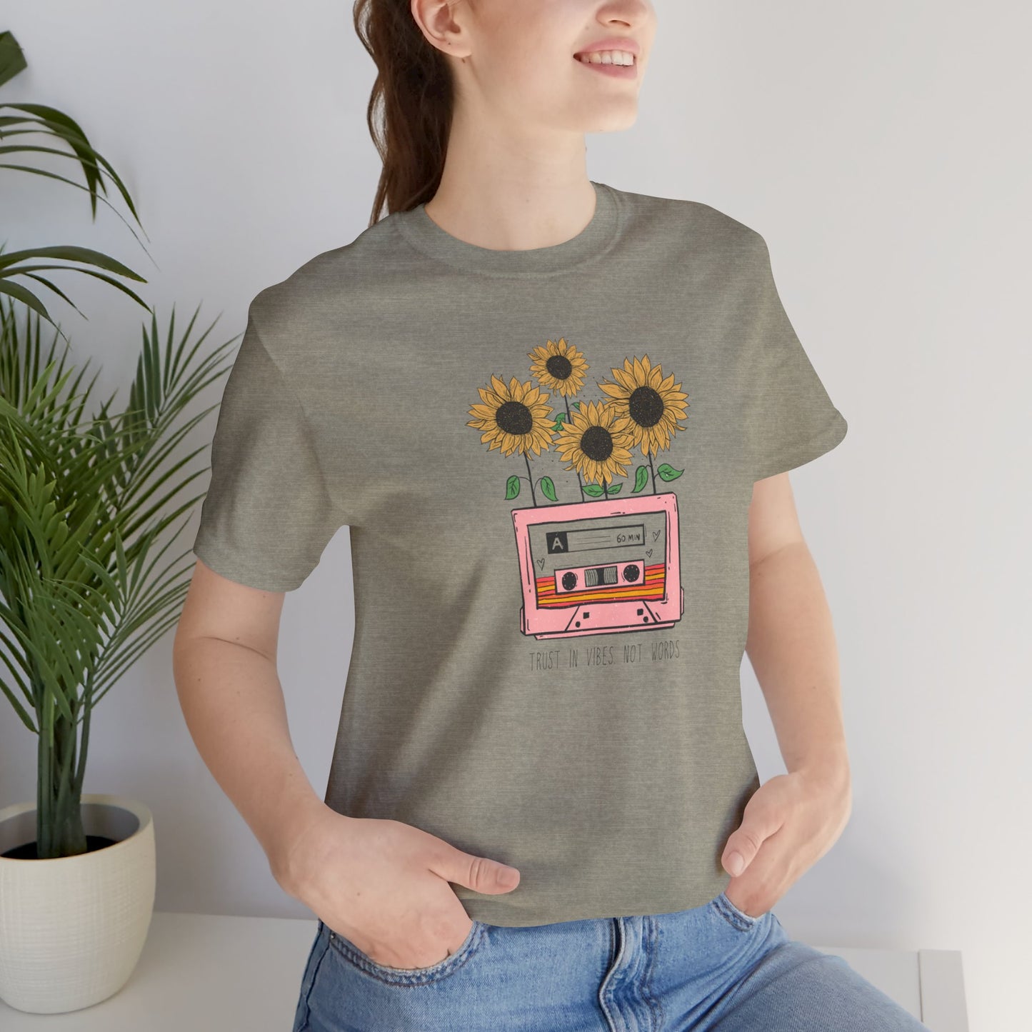 Retro Vintage Sunflower Cassette Player Tee Shirt - Mental Health Wear TN