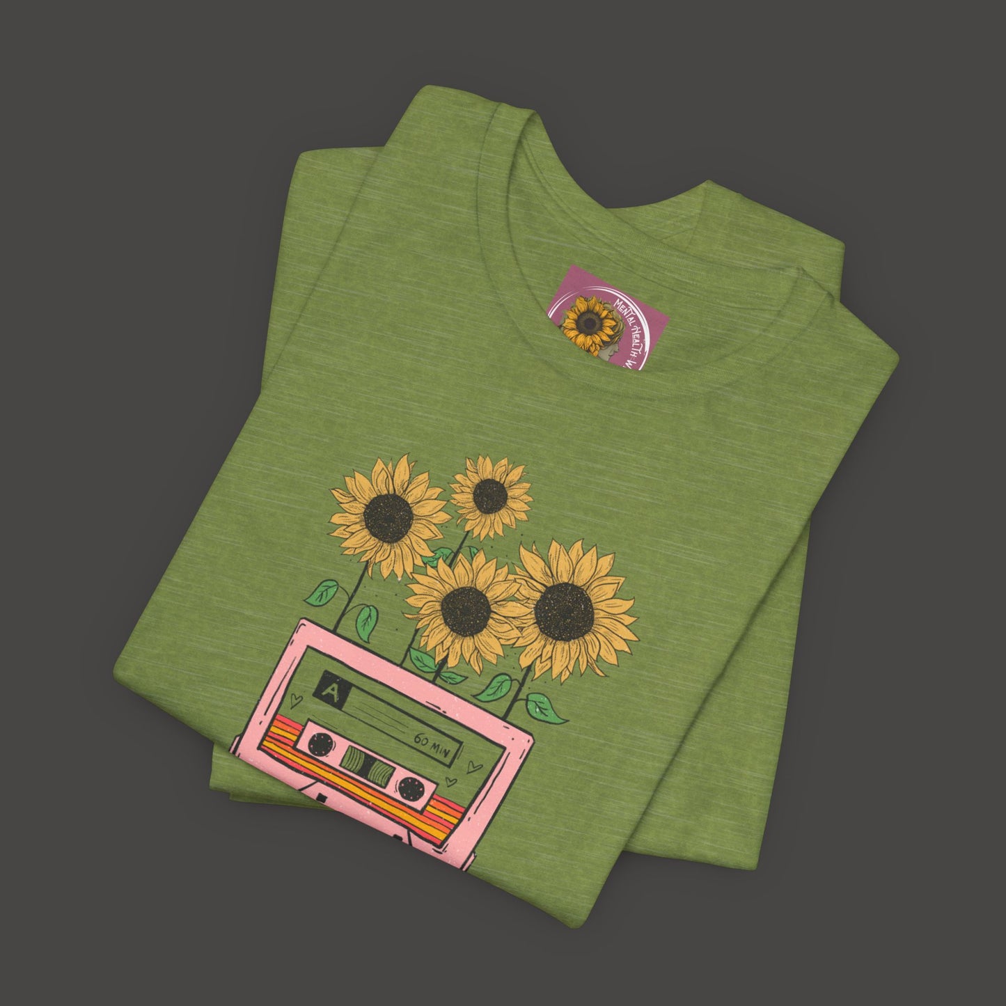 Retro Vintage Sunflower Cassette Player Tee Shirt - Mental Health Wear TN