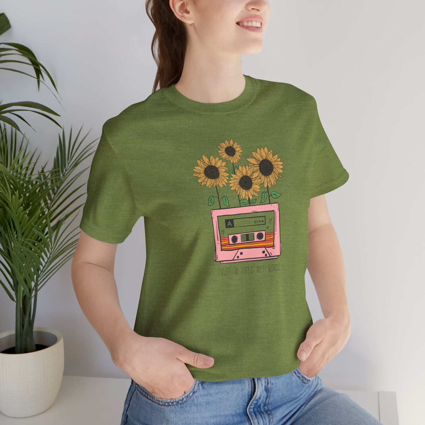 Retro Vintage Sunflower Cassette Player Tee Shirt - Mental Health Wear TN