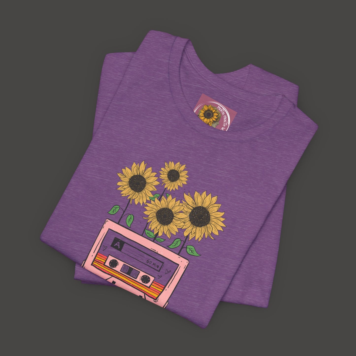 Retro Vintage Sunflower Cassette Player Tee Shirt - Mental Health Wear TN