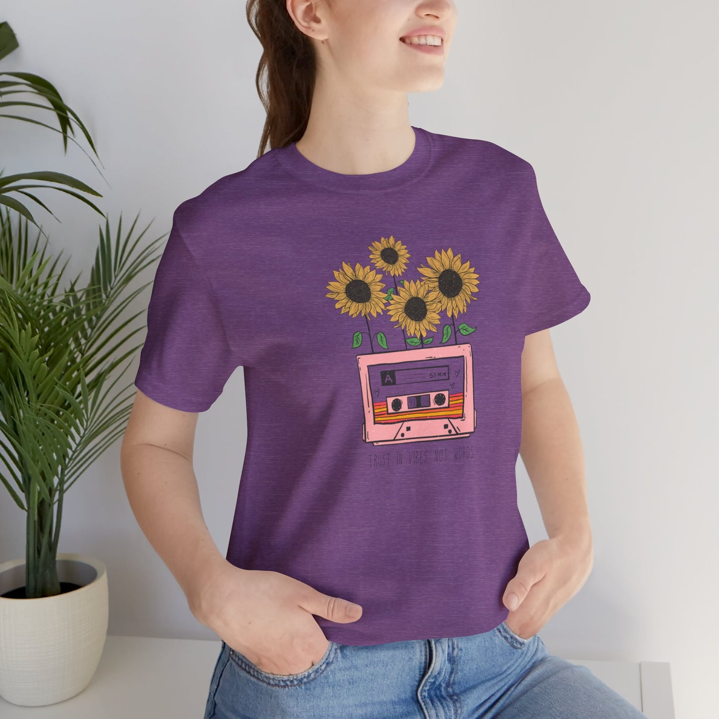 Retro Vintage Sunflower Cassette Player Tee Shirt - Mental Health Wear TN
