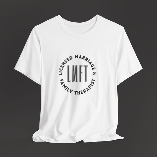 Licensed Marriage & Family Therapist Tee Shirt/Front Fold Mockup/White