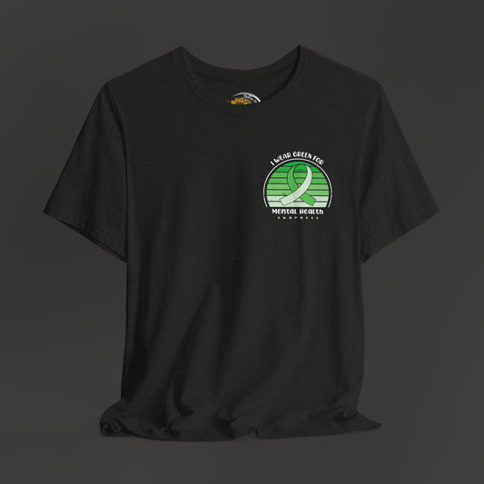 I Wear Green for Mental Health Awareness/ Front Hanging Mock Up/ Dark Heather Grey