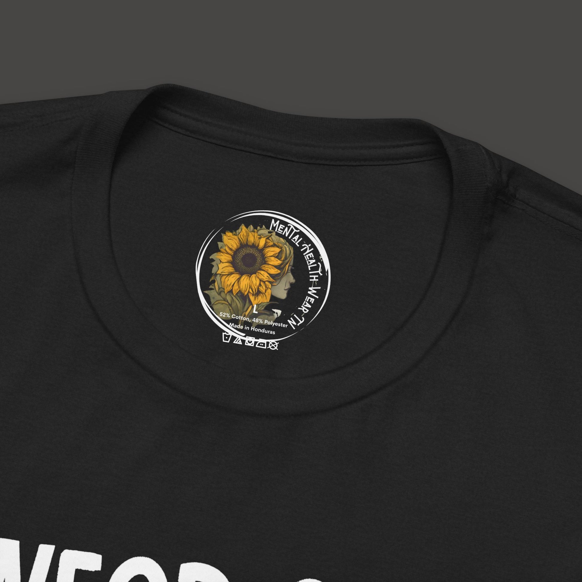 Mental Health Matters – because your voice makes a difference T-shirt/Tag less Branding View  Mockup/ Solid Black Blend