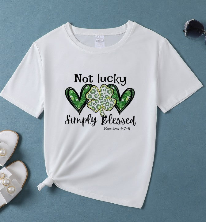 Not Lucky Simply Blessed-Romans 4:7-8- Women's Short Sleeve T-Shirt - Mental Health Wear TN