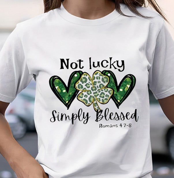 Not Lucky Simply Blessed-Romans 4:7-8- Women's Short Sleeve T-Shirt - Mental Health Wear TN