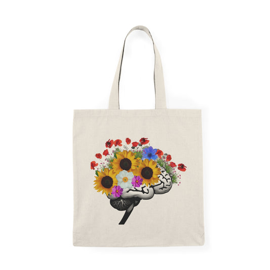 Wild Flower Mental Health Brain-Natural Tote Bag - Mental Health Wear TN