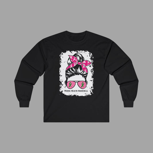Mental Health Awareness – Messy Bun Mom – Unisex Long Sleeve Shirt - Mental Health Wear TN