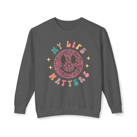 Retro Smiley Face My Life Matters Sweatshirt - Mental Health Wear TN