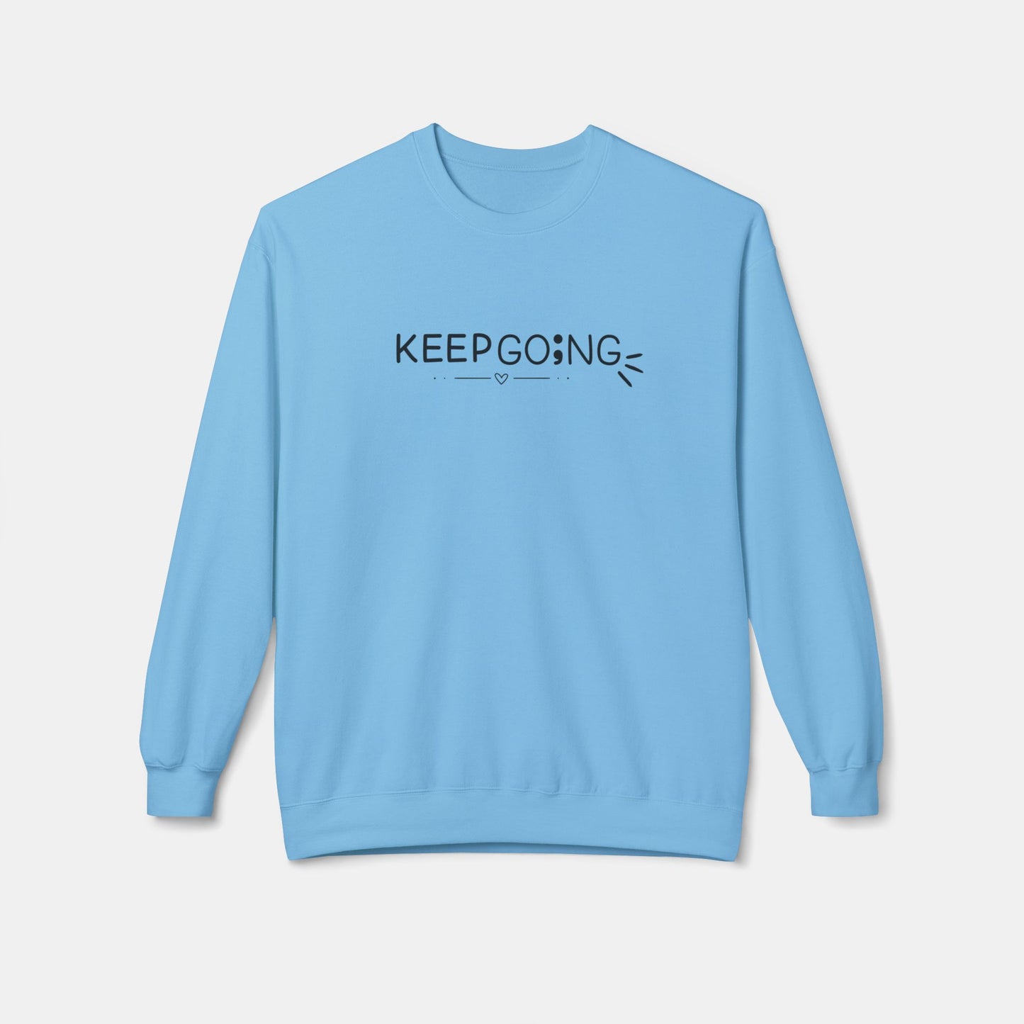 100 Reasons To Stay Alive-Suicide Awareness Prevention-Unisex Sweatshirt-Front View-Carolina Blue