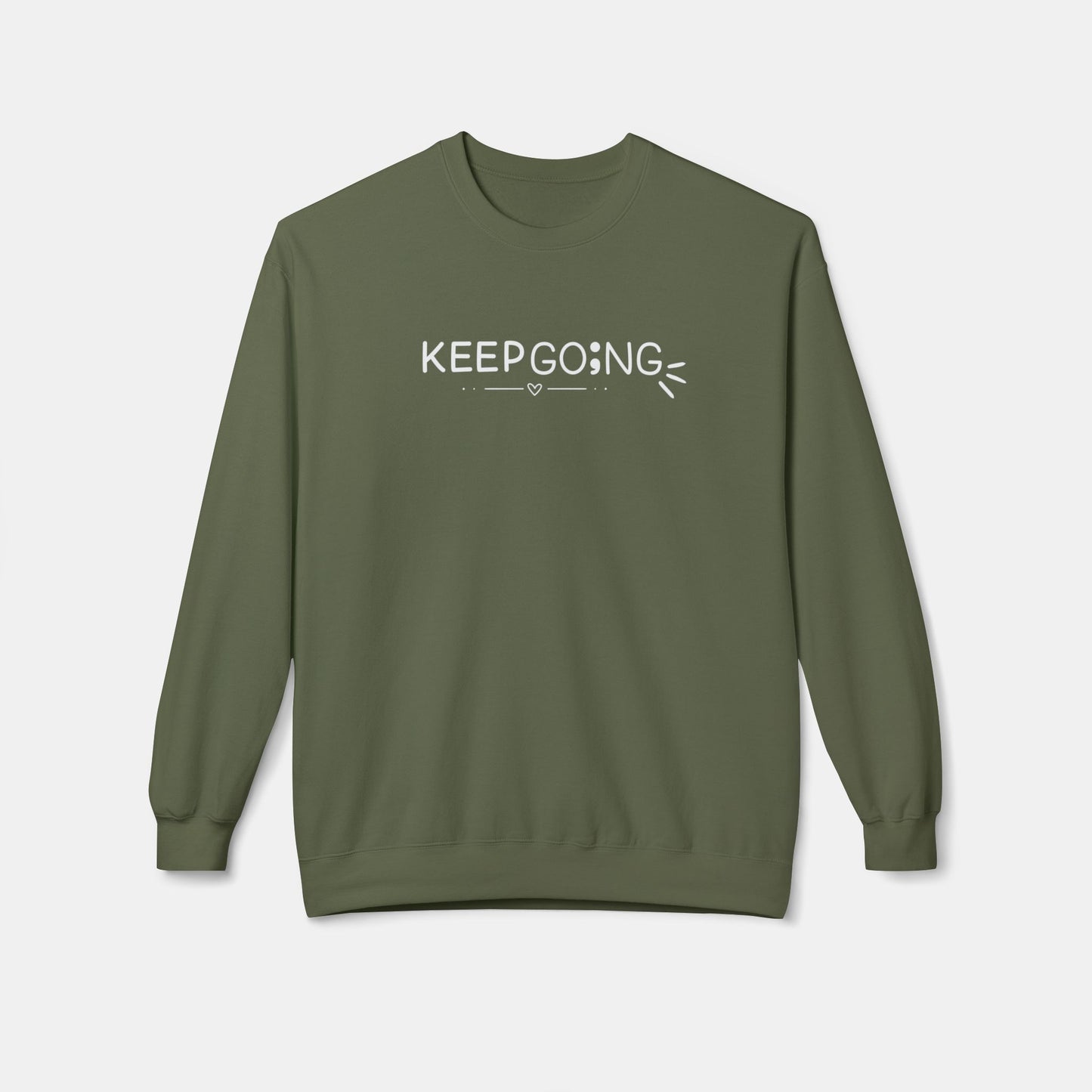 100 Reasons To Stay Alive-Suicide Awareness Prevention-Unisex Sweatshirt-Front View-Military Green