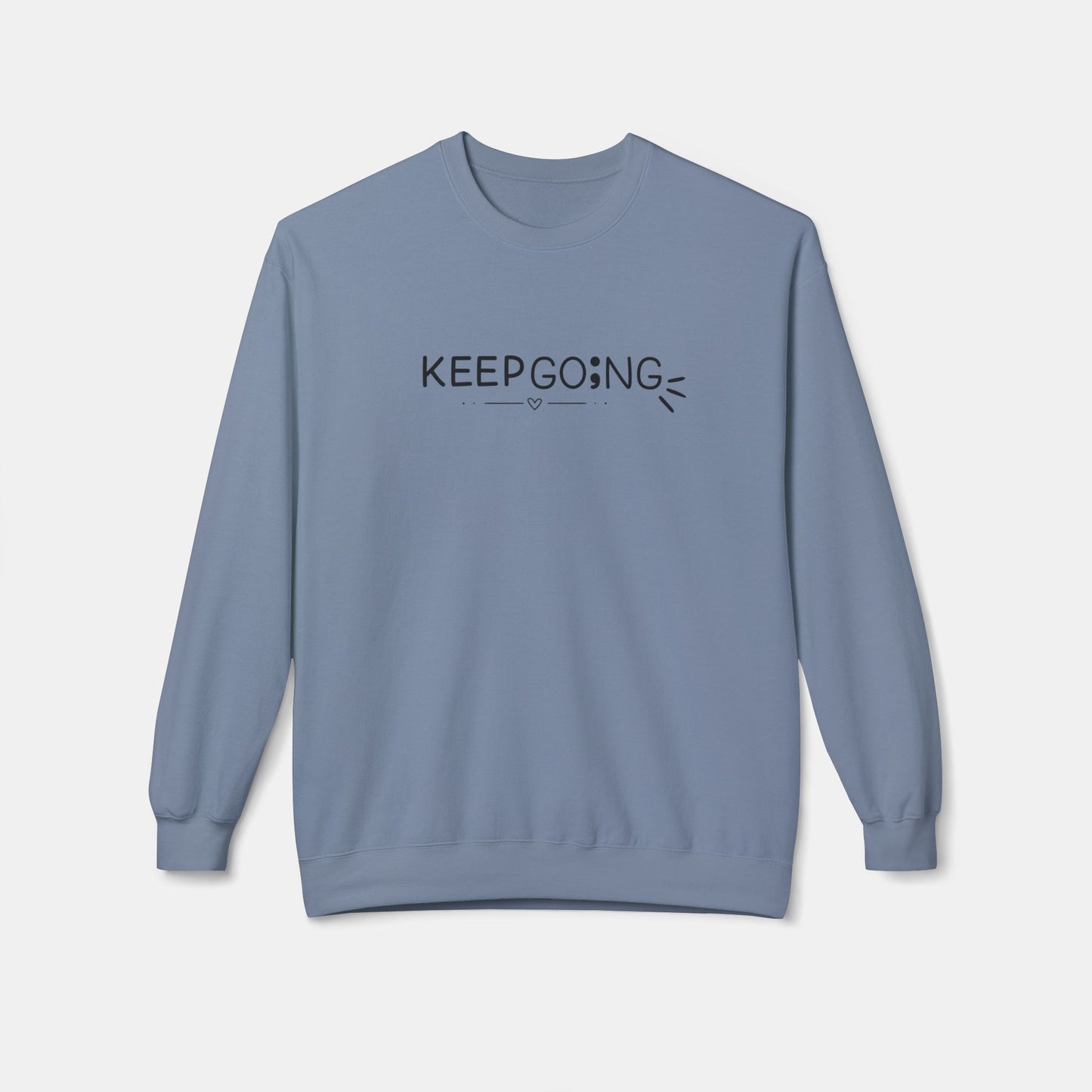 100 Reasons To Stay Alive-Suicide Awareness Prevention-Unisex Sweatshirt-Front View-Stone Blue