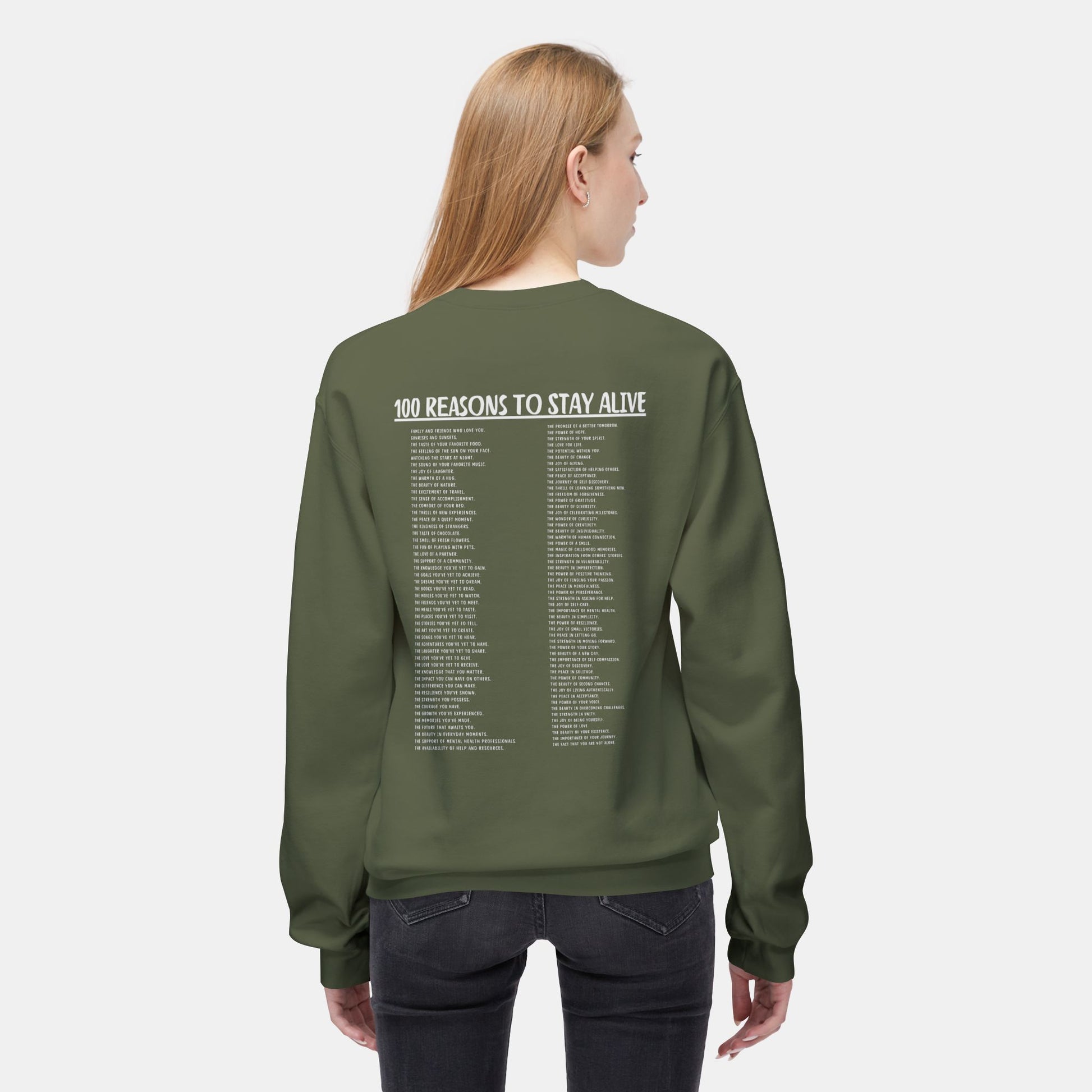100 Reasons To Stay Alive-Suicide Awareness Prevention-UnisexSweatshirt - Mental Health Wear TN