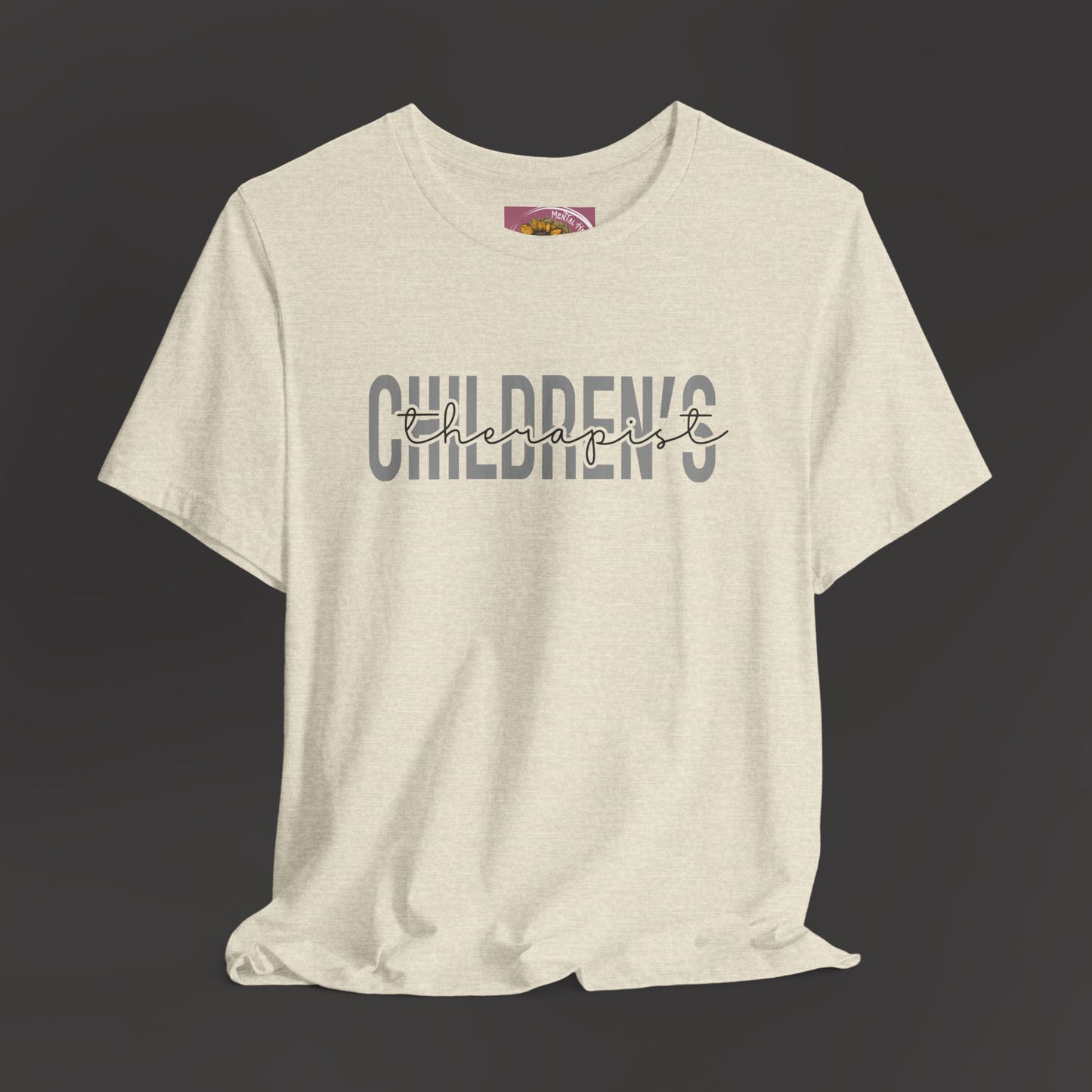 Children's Therapist- Mental Health Professional Tee Shirt/ Front Hanging Mockup/ Heather Prism Natural