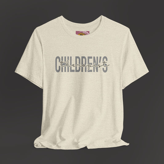 Children's Therapist- Mental Health Professional Tee Shirt/ Front Hanging Mockup/ Heather Prism Natural