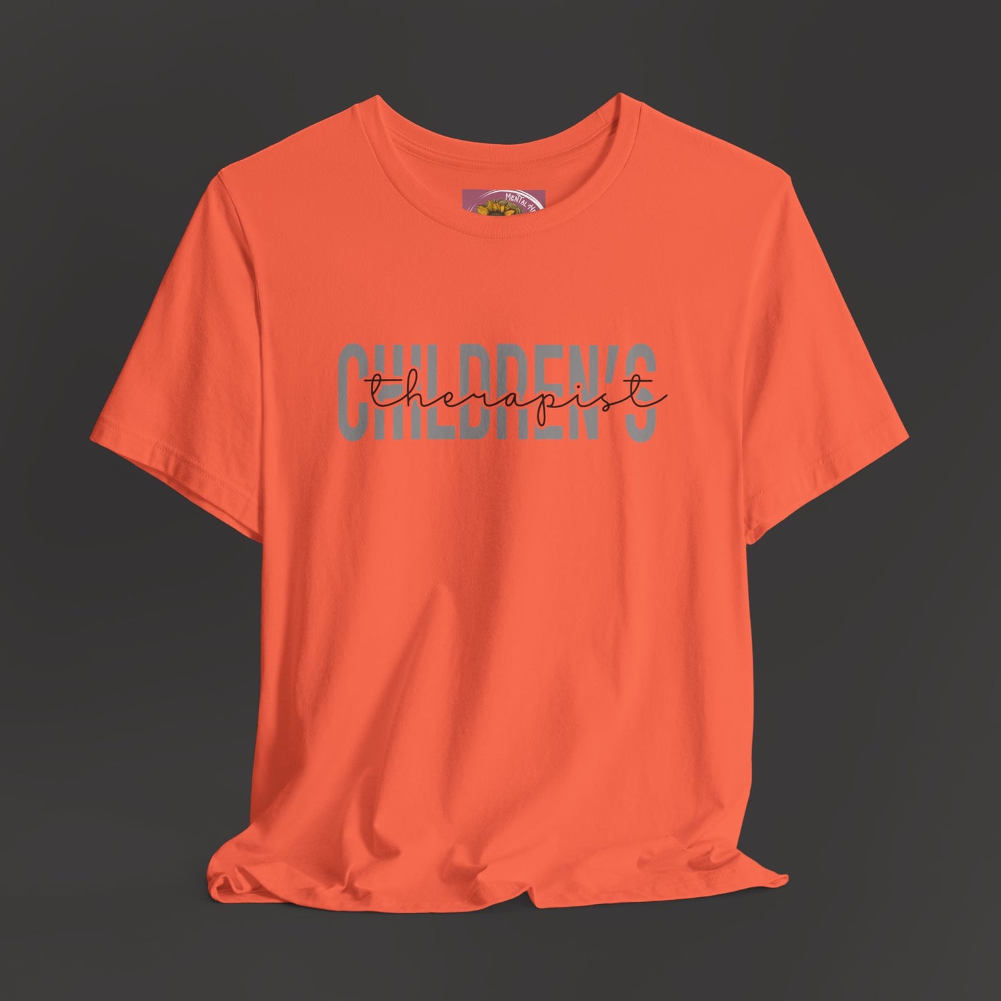 Children's Therapist- Mental Health Professional Tee Shirt/ Front Hanging Mockup/ Heather Orange