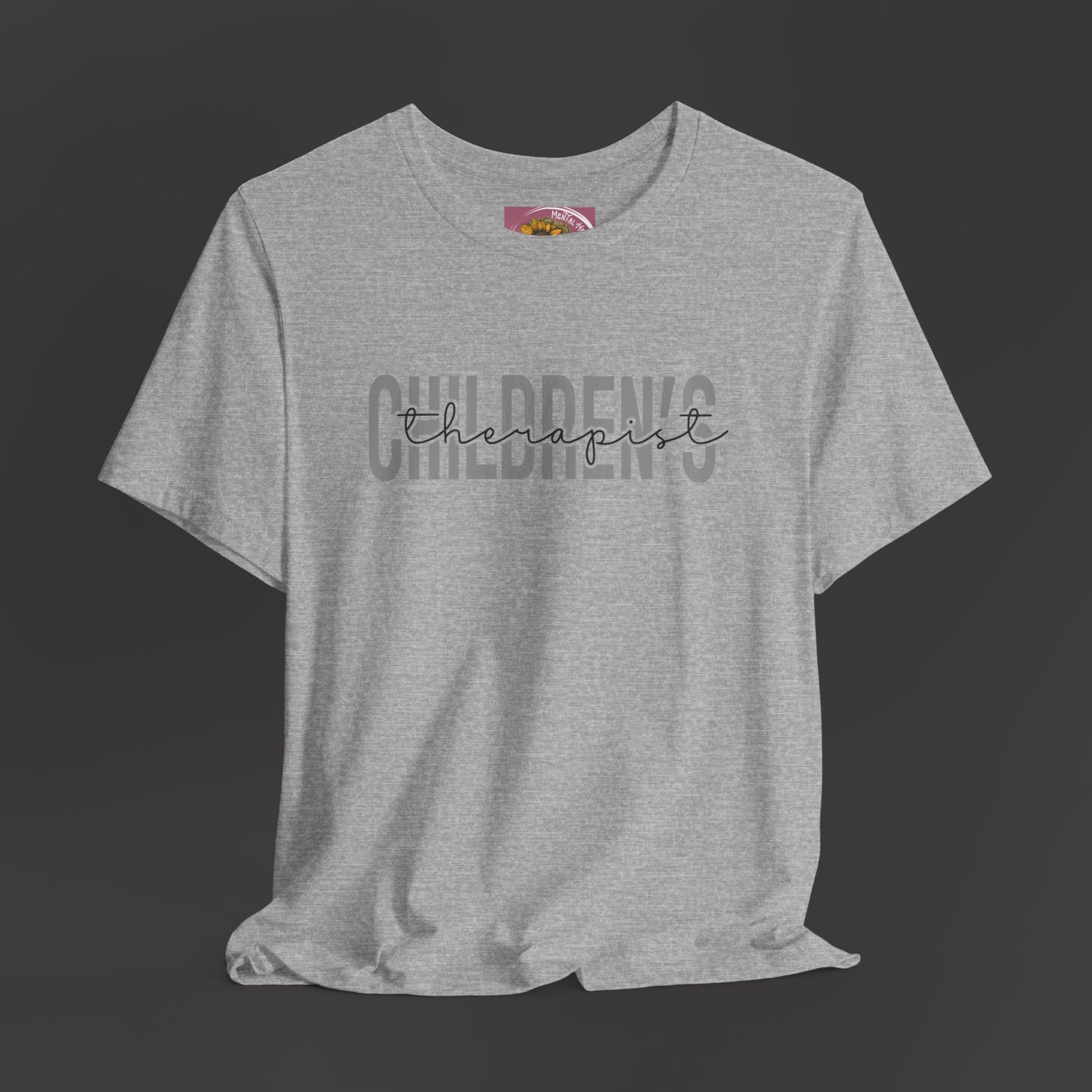 Children's Therapist- Mental Health Professional Tee Shirt/ Front Hanging Mockup/ Athletic Grey