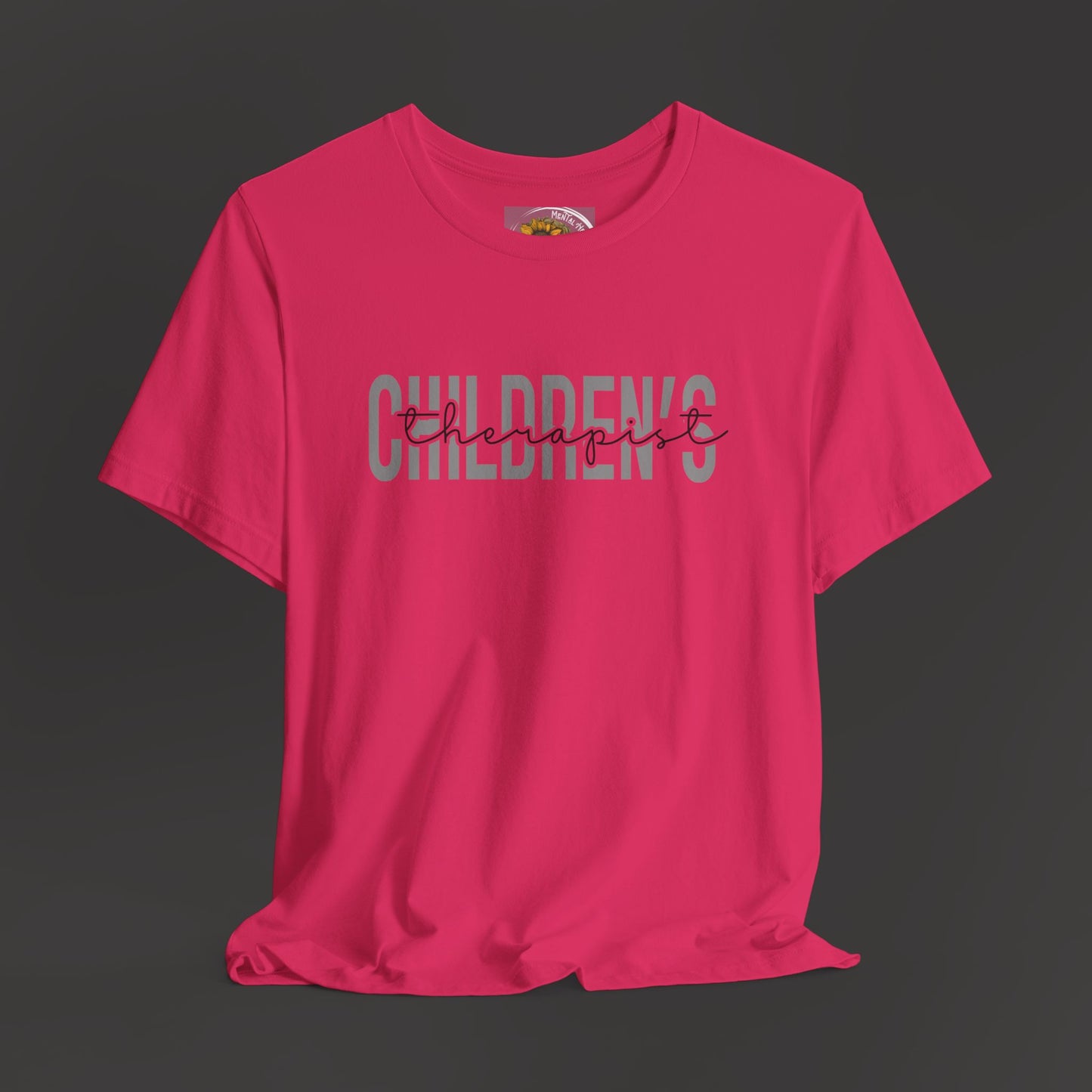 Children's Therapist- Mental Health Professional Tee Shirt/ Front Hanging Mockup/Fuchsia Pink 