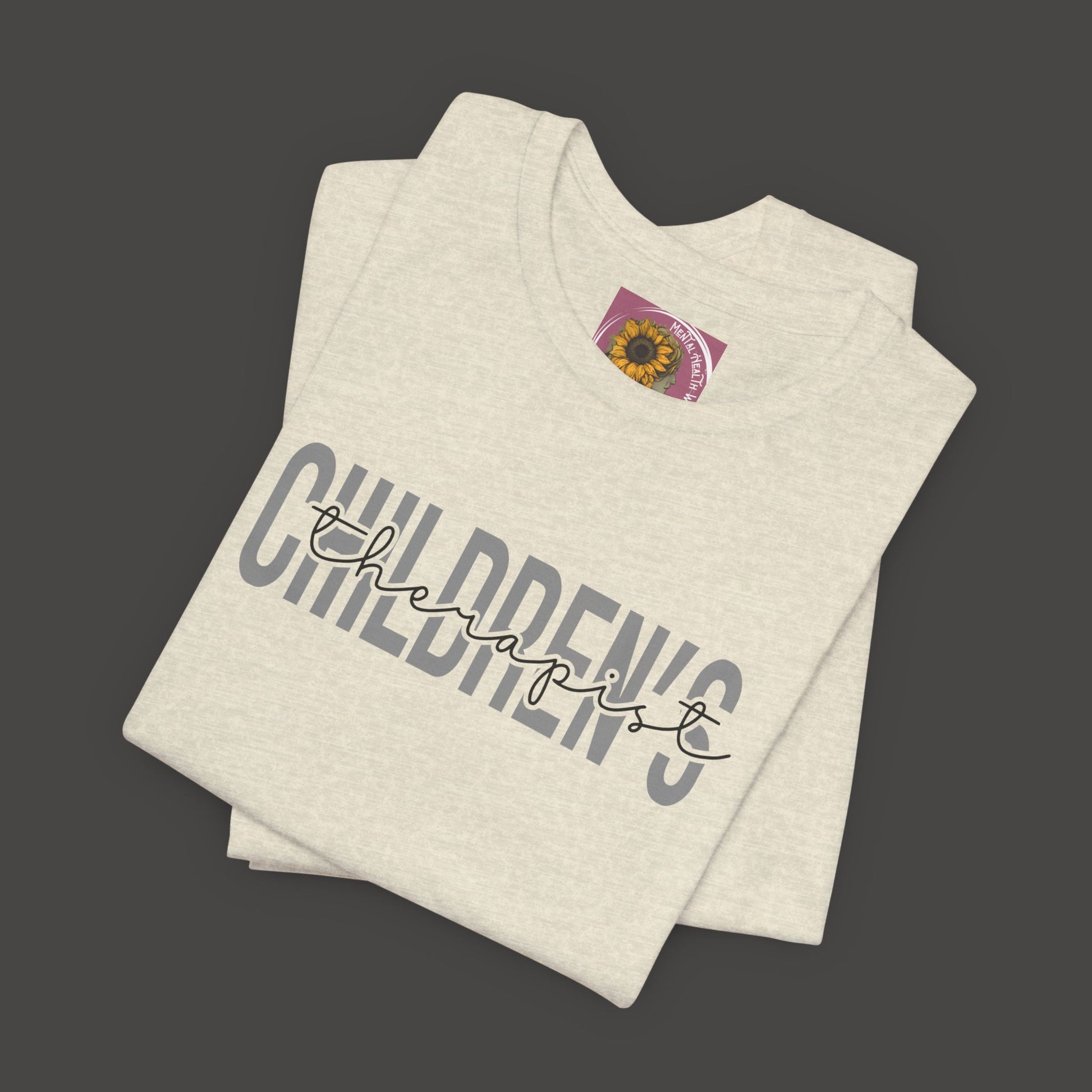 Children's Therapist- Mental Health Professional Tee Shirt/ Front Folded Mockup/ Heather Prism Natural