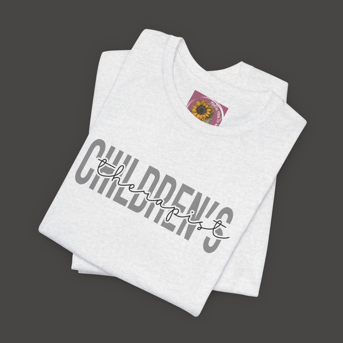 Children's Therapist- Mental Health Professional Tee Shirt/ Front Person View Mockup/ Heather Ash
